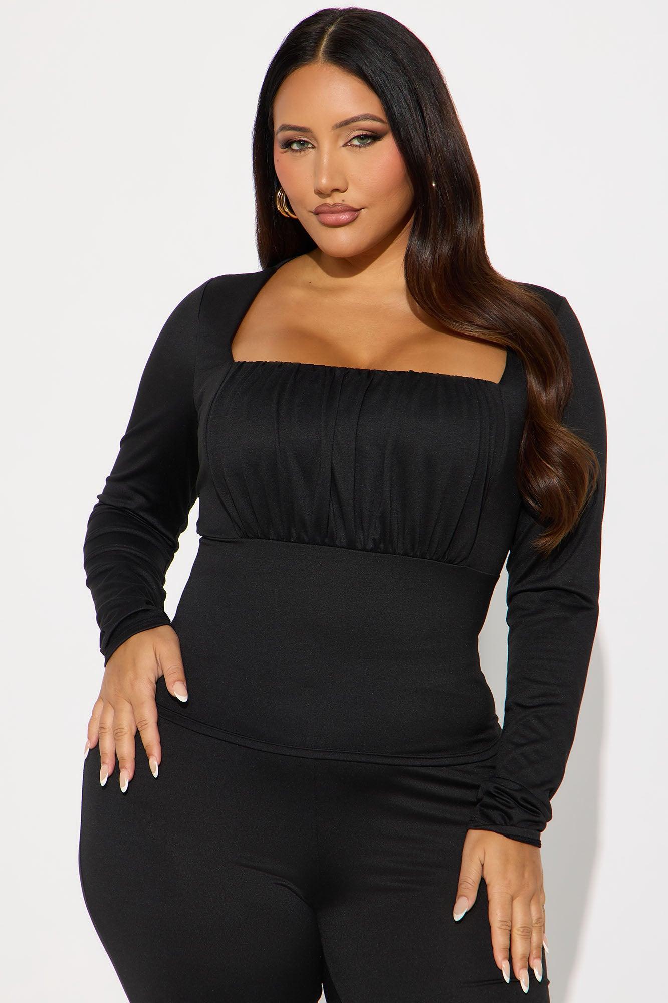 Making Moves Long Sleeve Flare Leg Pant Set - Black Product Image