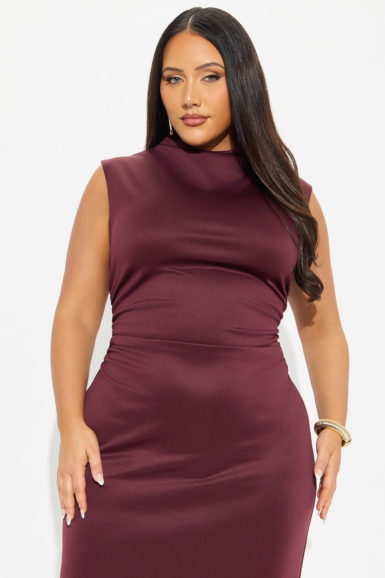 Adeline Mock Neck Maxi Dress - Plum Product Image