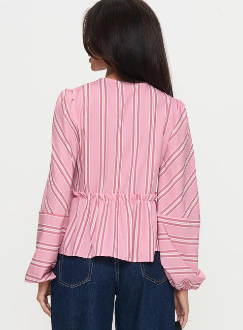 Cindylou Long Sleeve Top Pink Stripe Product Image