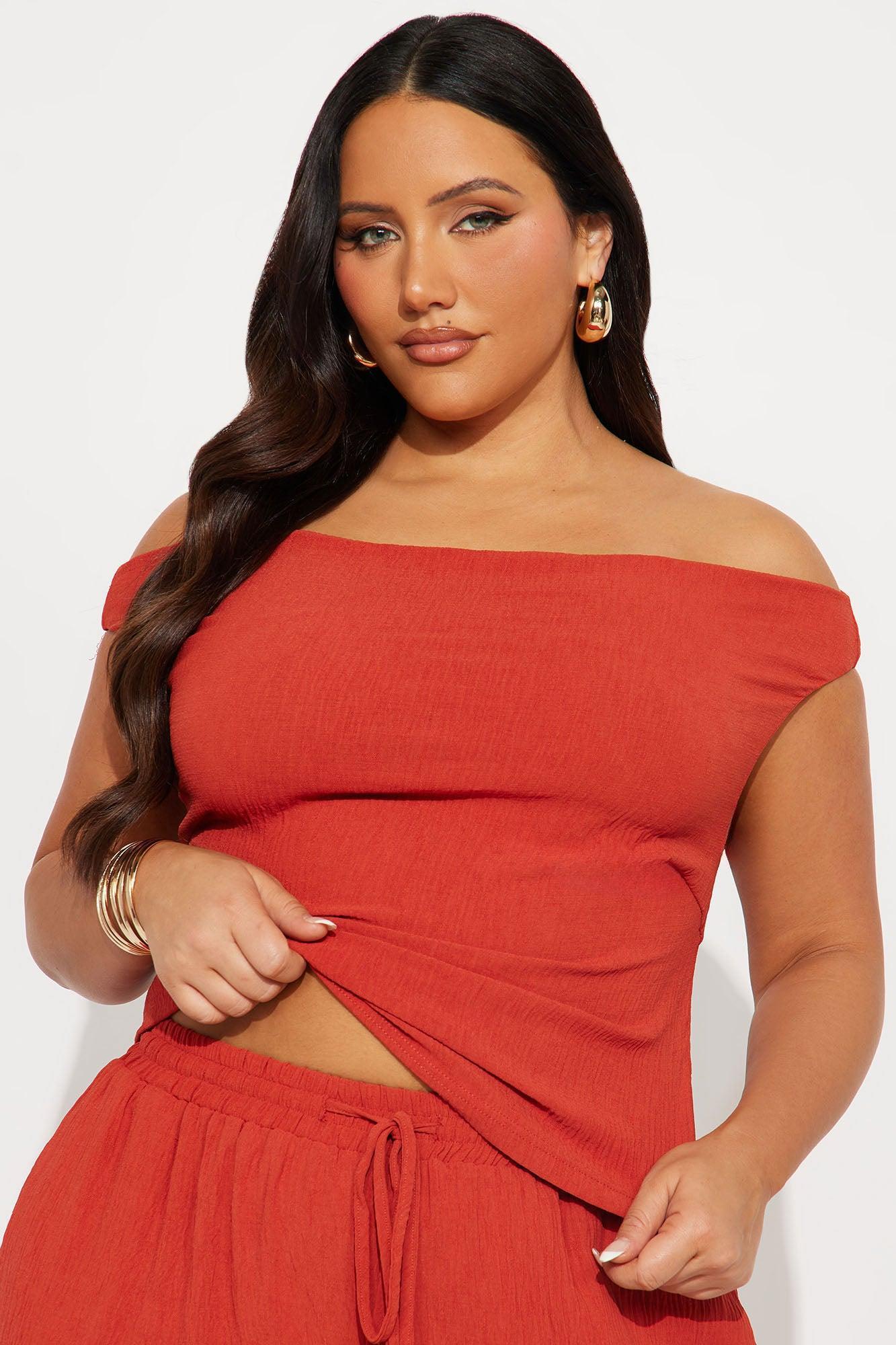 Ana Off Shoulder Pant Set - Rust Product Image