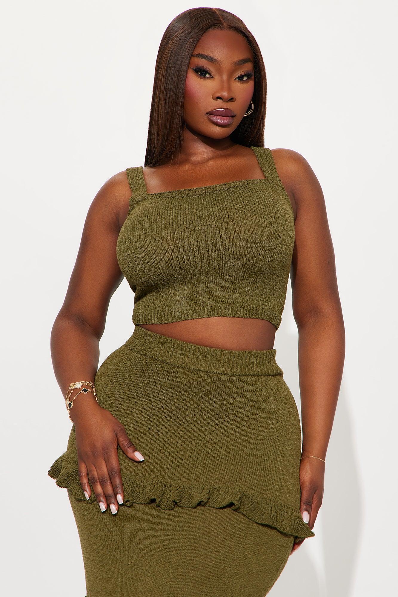 Citrus Grove Ruffle Maxi Skirt Set - Olive Product Image