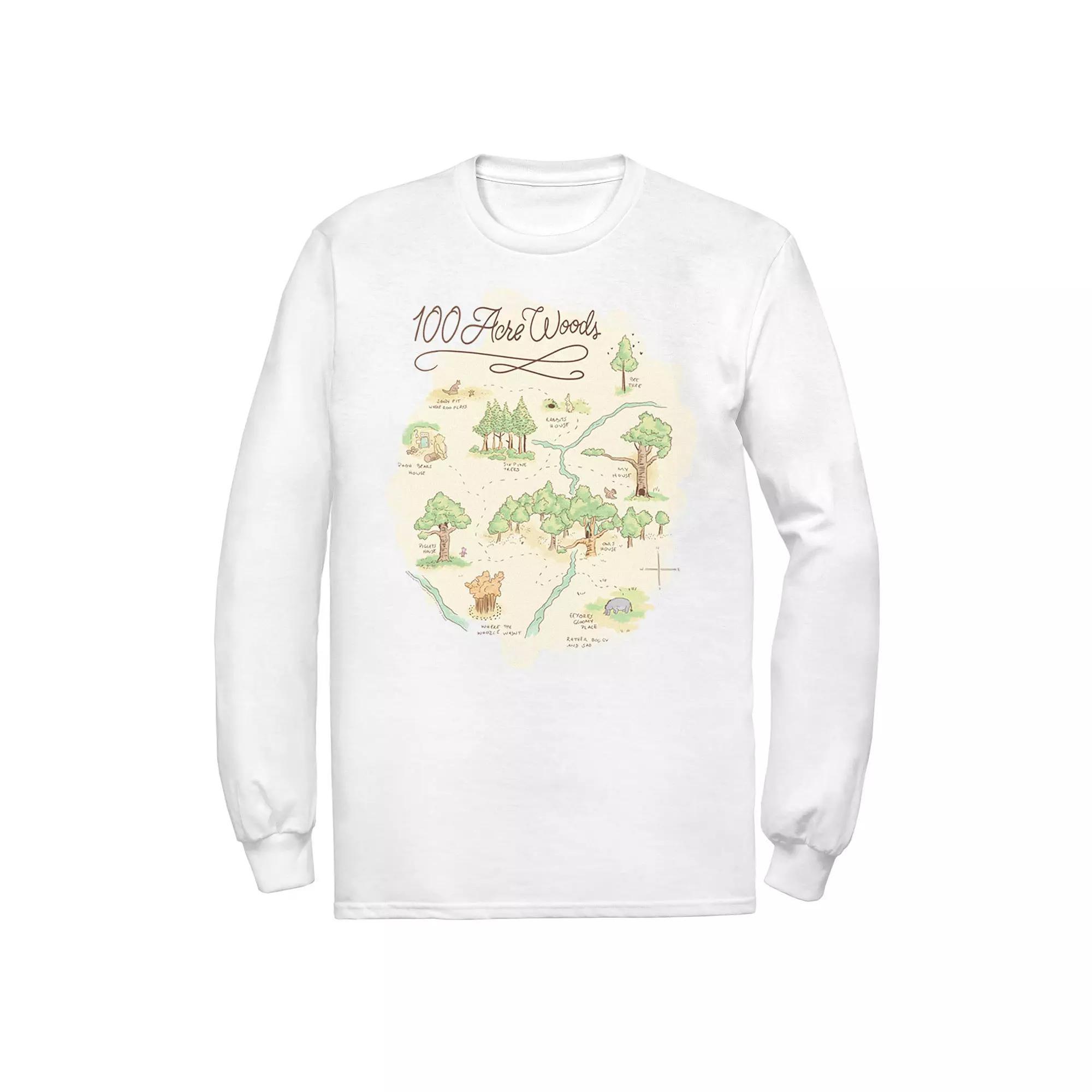 Men's Disney Winnie The Pooh 100 Acre Woods Map Tee, Size: Medium, White Product Image