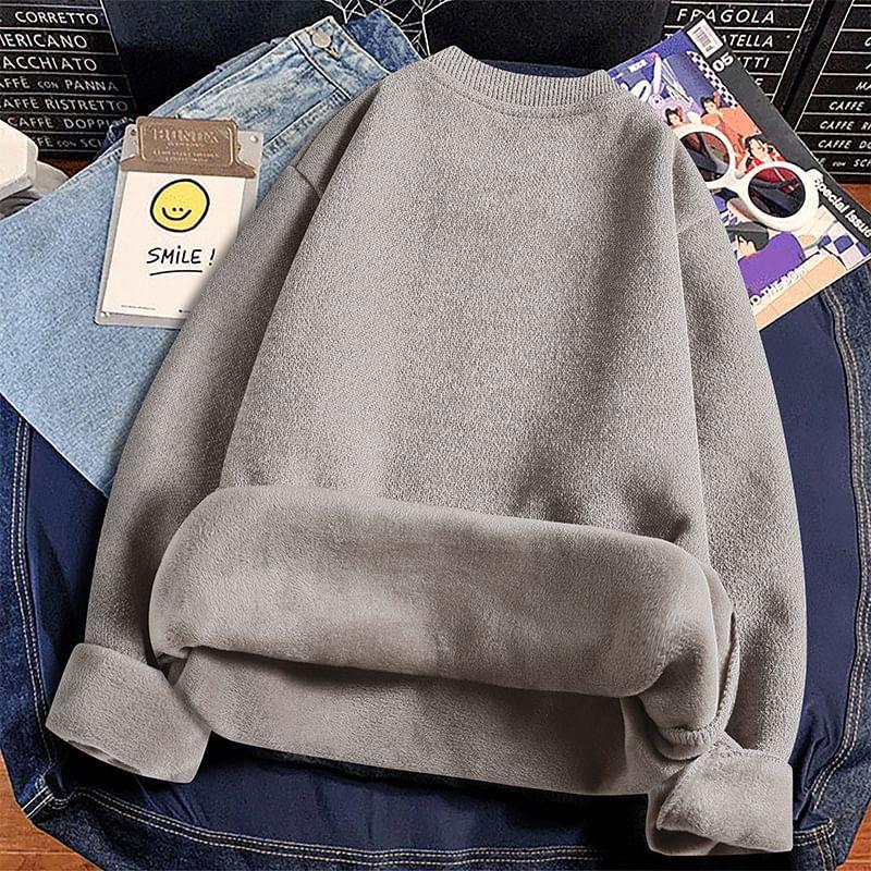 Long-Sleeve Crew Neck Letter Embroidered Sweater / Set Product Image