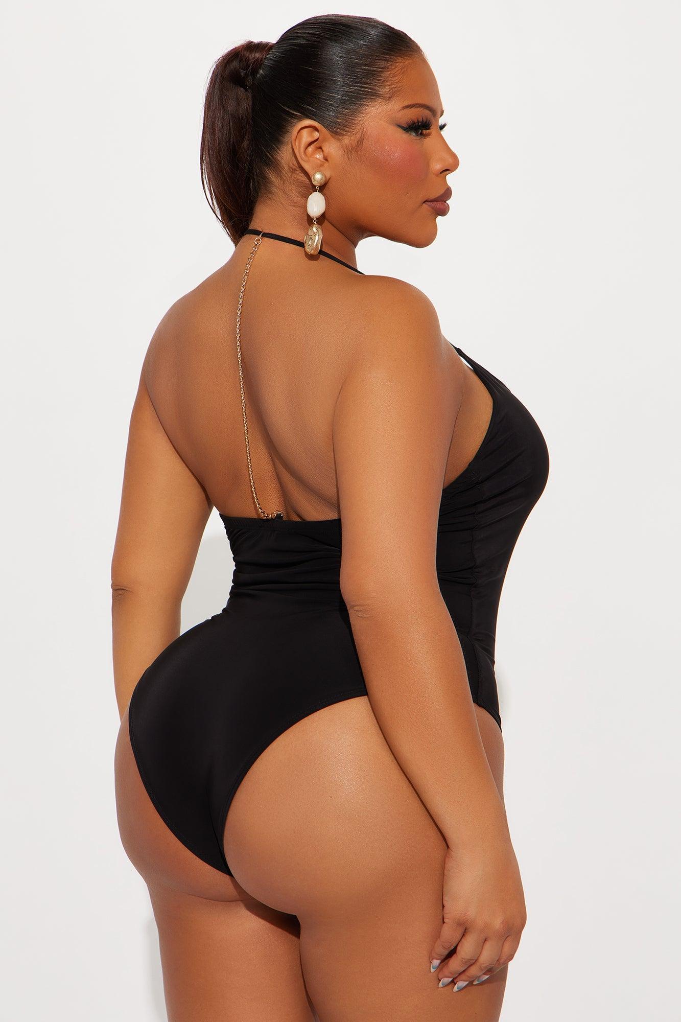 Hotspot Double Lined Backless Halter Bodysuit - Black Female Product Image