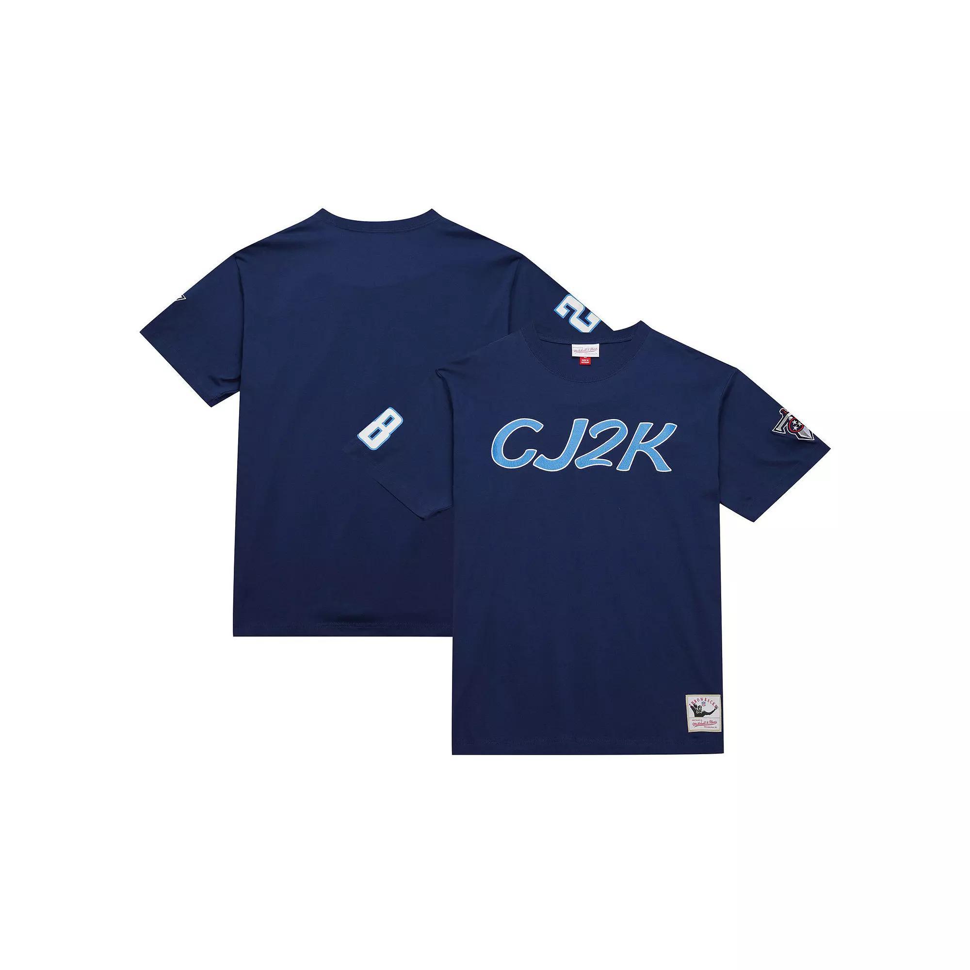 Men's Mitchell & Ness Chris Johnson Navy Tennessee Titans Retired Player Nickname T-Shirt, Size: Large, Blue Product Image