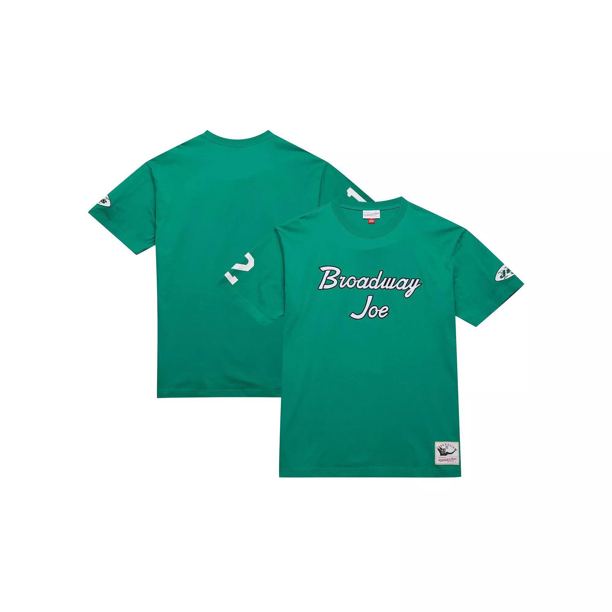 Men's Mitchell & Ness Joe Namath Kelly Green New York Jets Retired Player Nickname T-Shirt, Size: 3XL Product Image