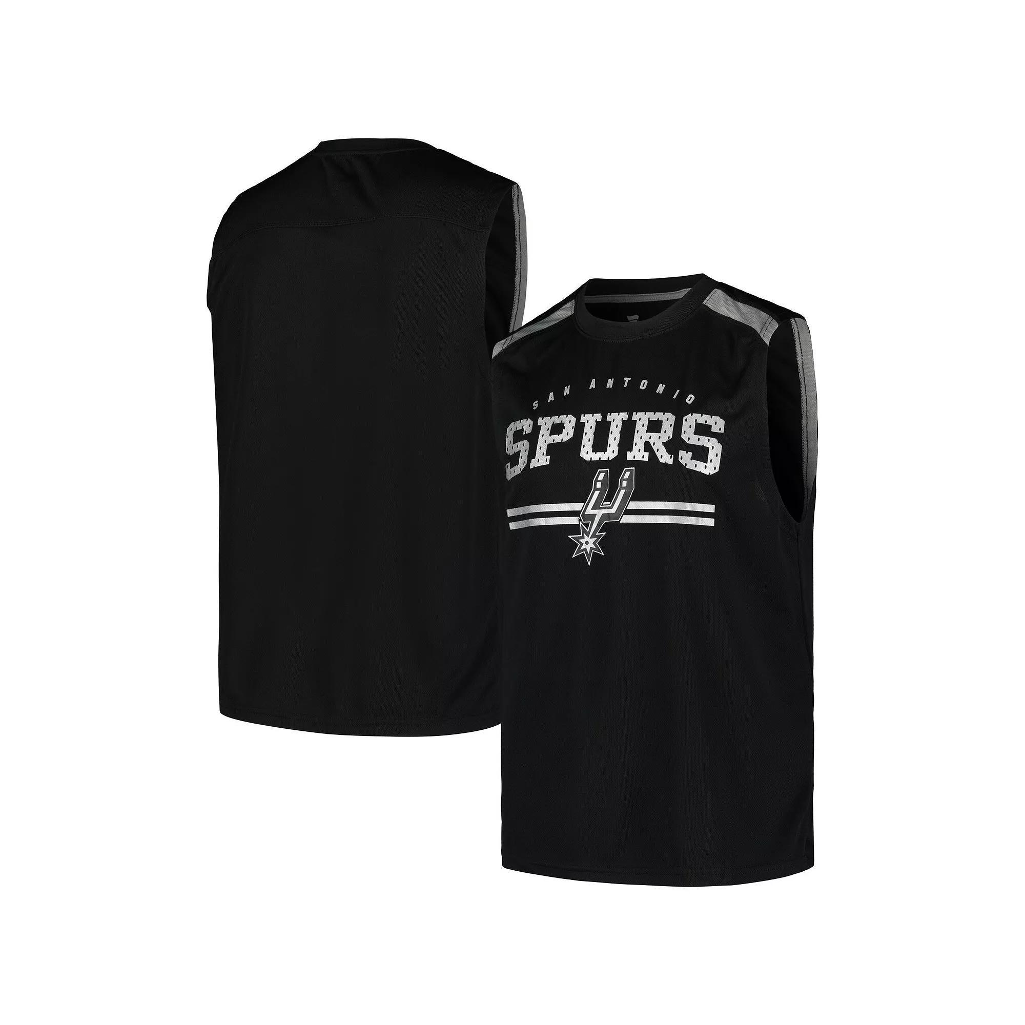 Men's Fanatics Black San Antonio Spurs Birdseye Muscle Tank Top, Size: Medium Product Image
