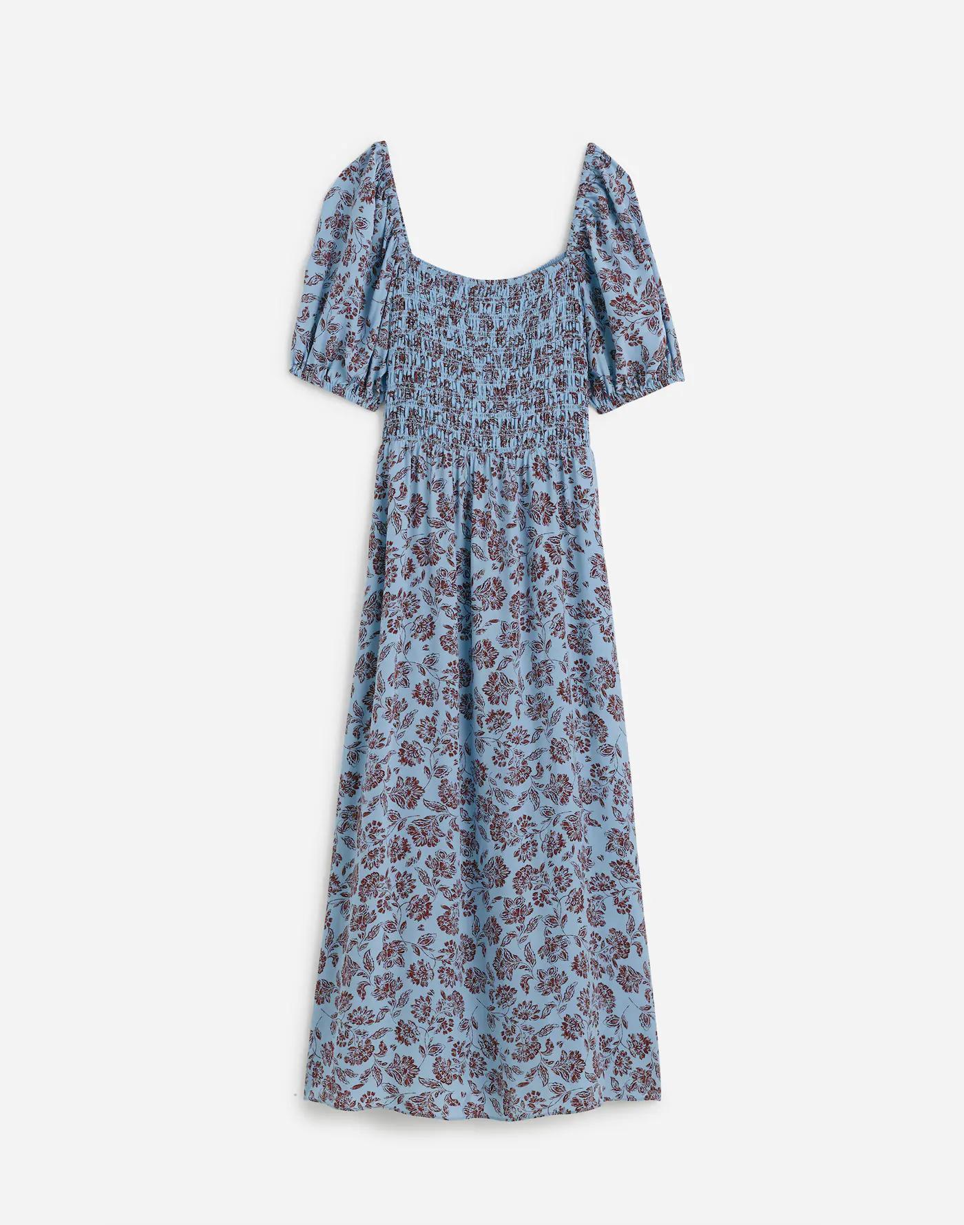 Smocked Puff-Sleeve Dress in Floral Product Image