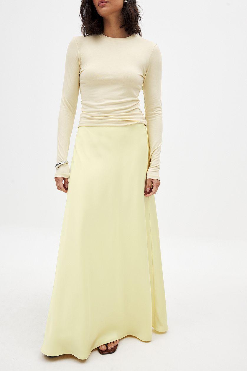 Mid Waist Maxi Satin Skirt Product Image