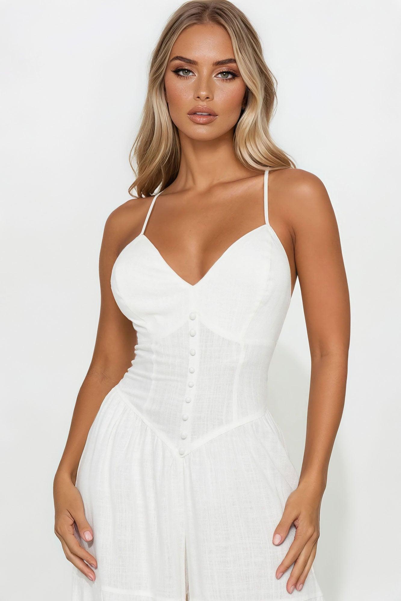 Naveena Linen Jumpsuit - White Product Image