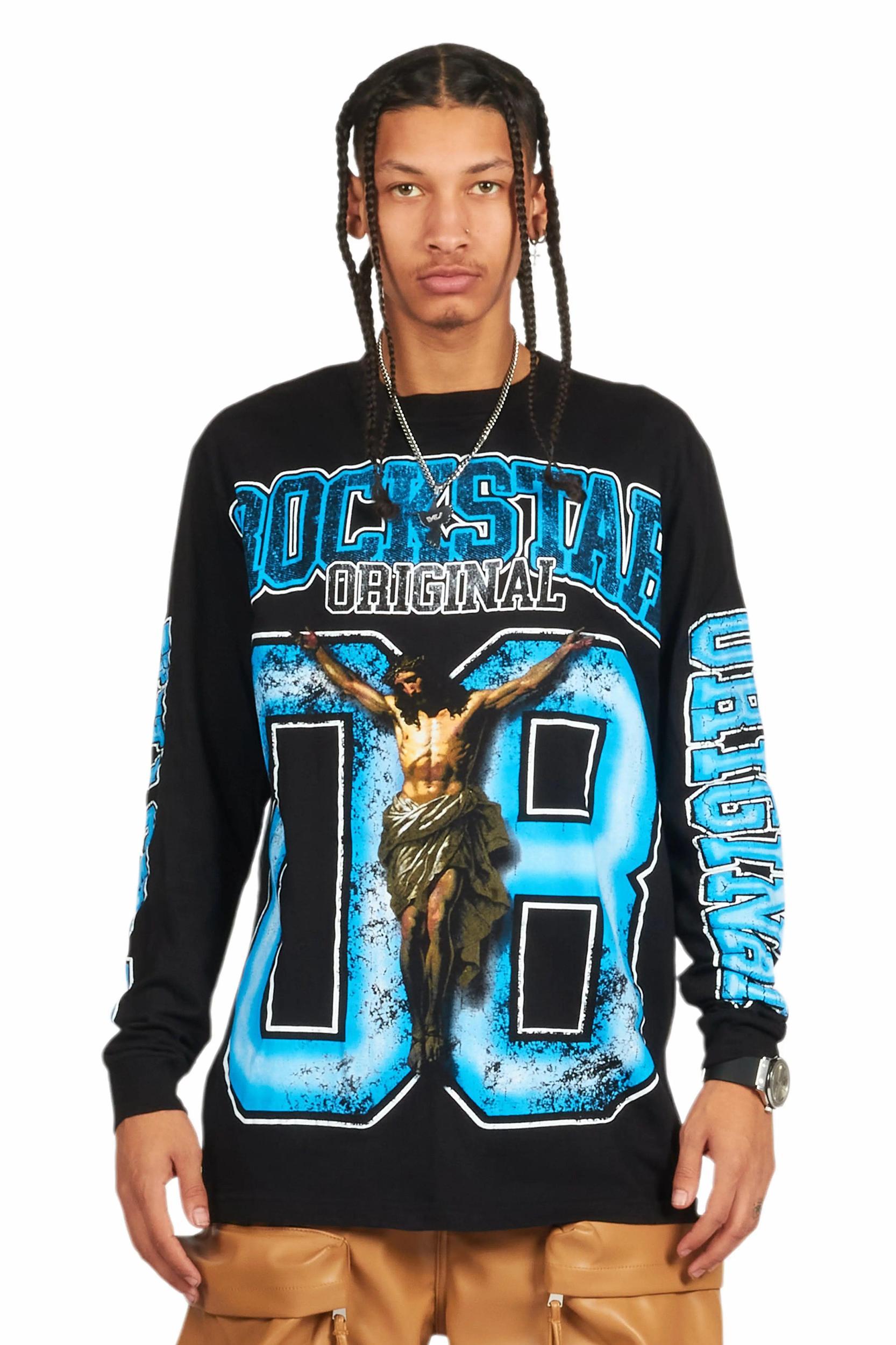Fields Black/Blue Long Sleeve Graphic T-Shirt Male Product Image