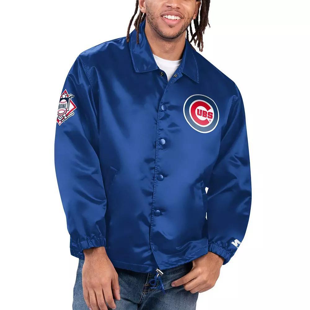 Men's Starter Royal New York Mets Option Route Satin Full-Snap Jacket, Size: Large, Blue Product Image