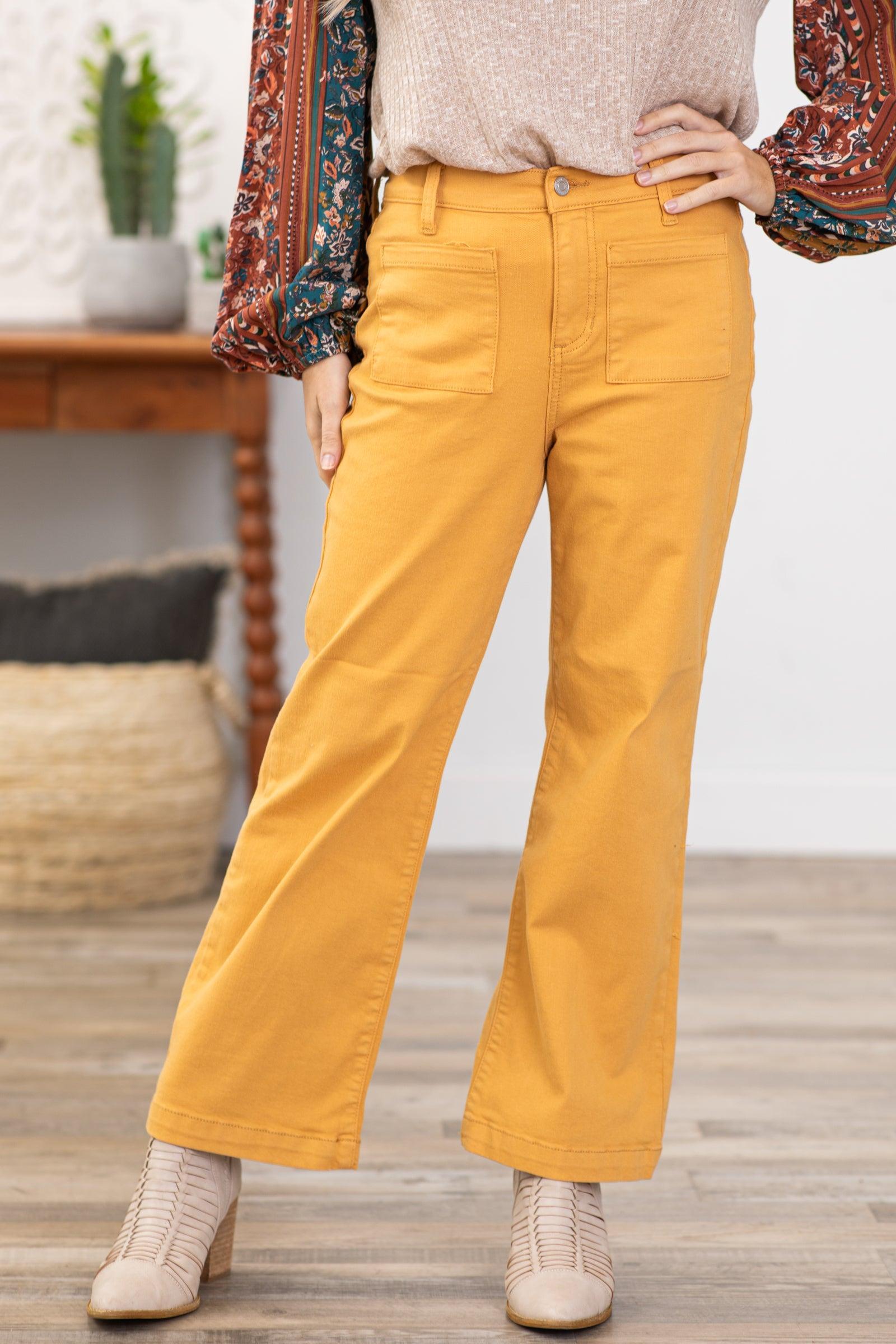Sneak Peek Golden Cropped Wide Leg Jeans Product Image