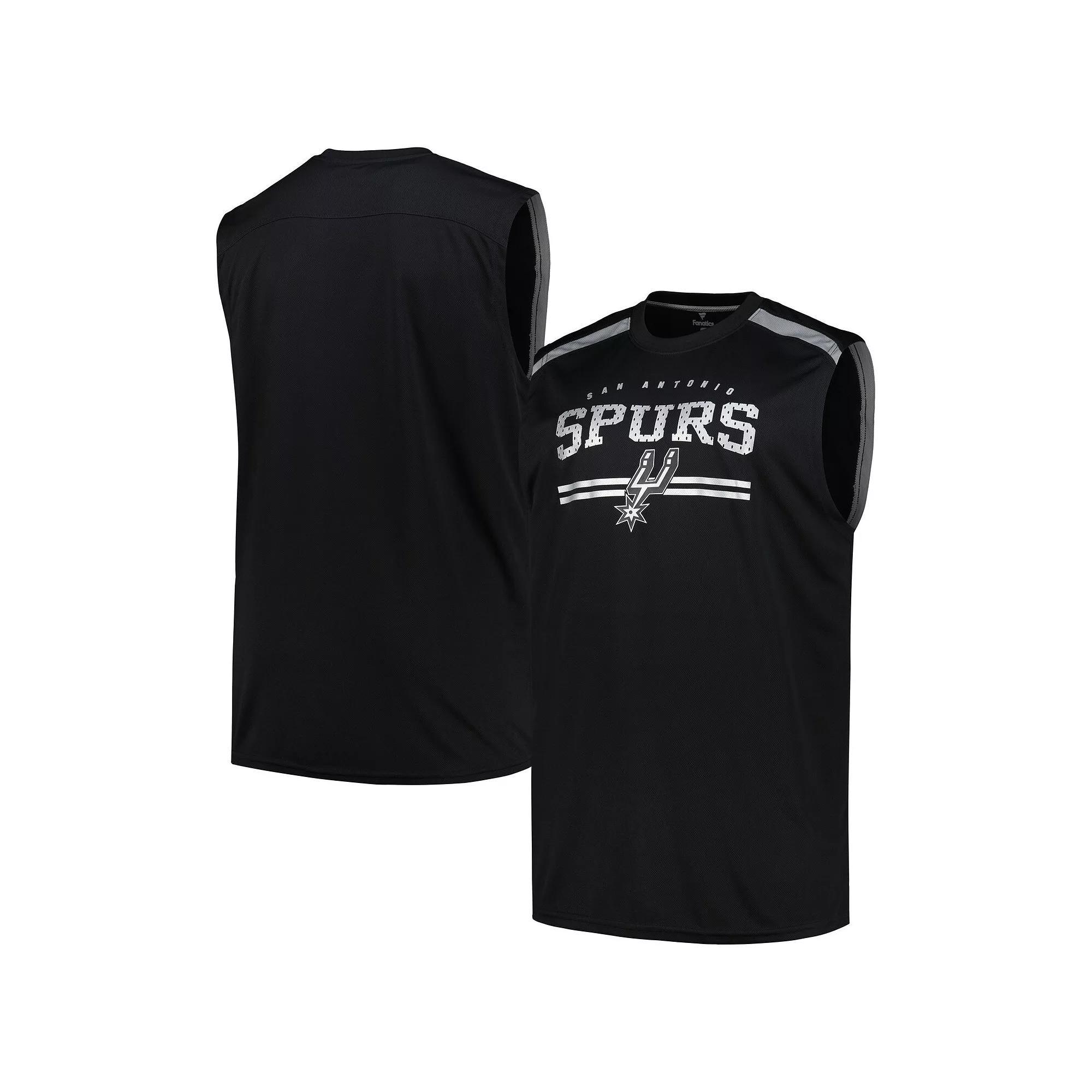 Men's Fanatics Black San Antonio Spurs Big & Tall Birdseye Muscle Tank Top, Size: XLT Product Image