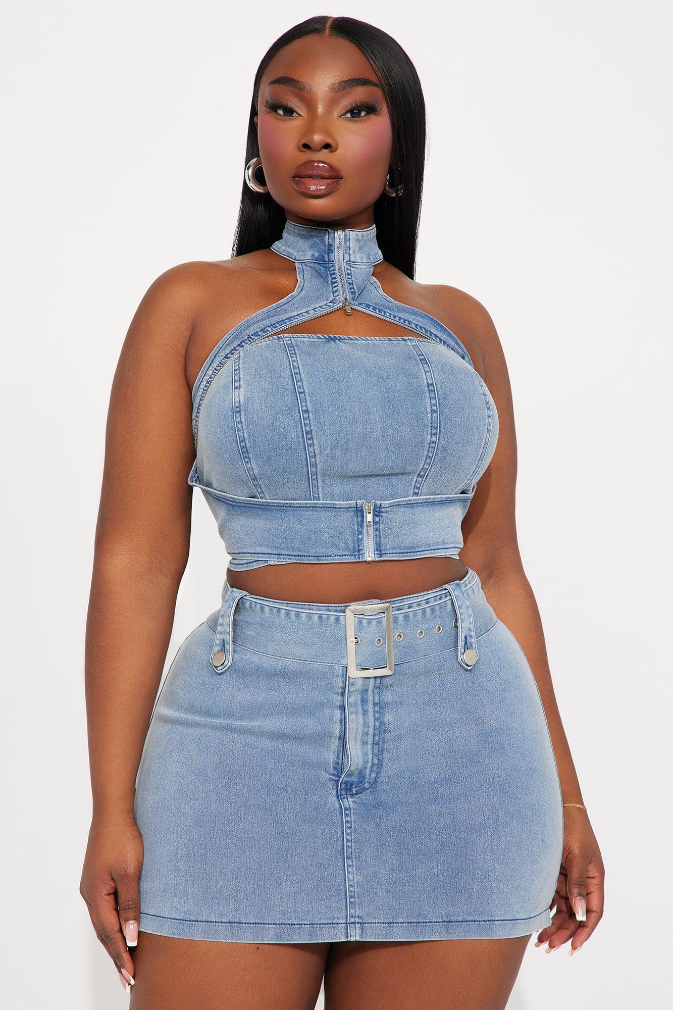 Let Me Adore You Skort Set - Light Wash Product Image