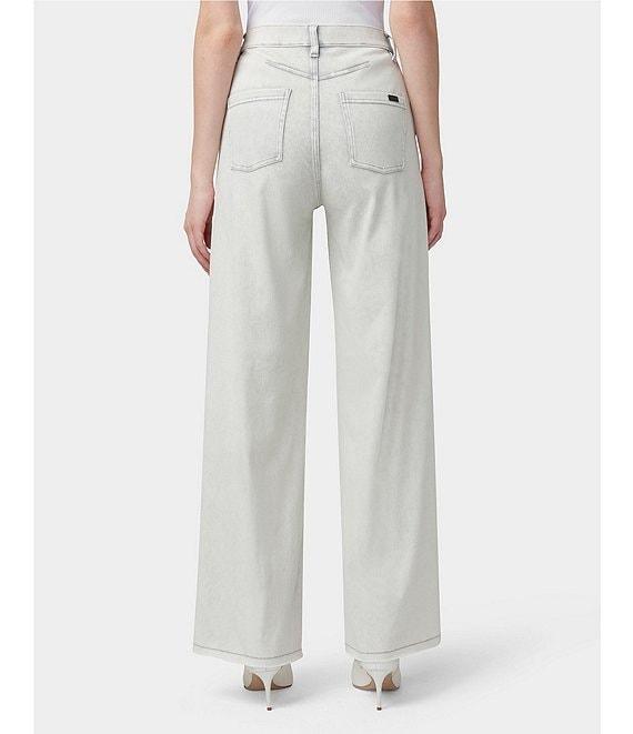 HUE Frayed Edge Wide Leg Denim Pants Product Image