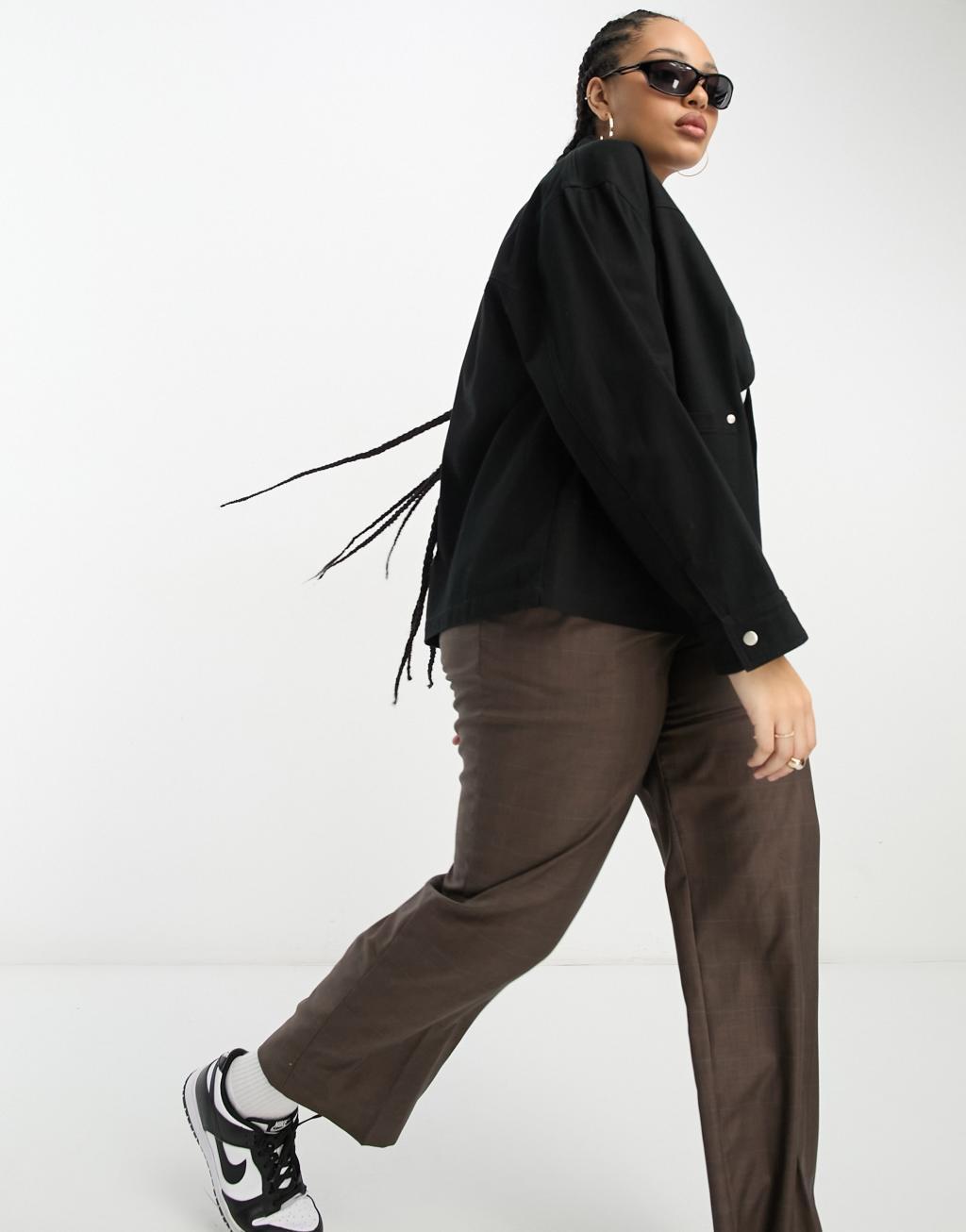 ASOS DESIGN Curve lightweight cotton pocket shacket Product Image