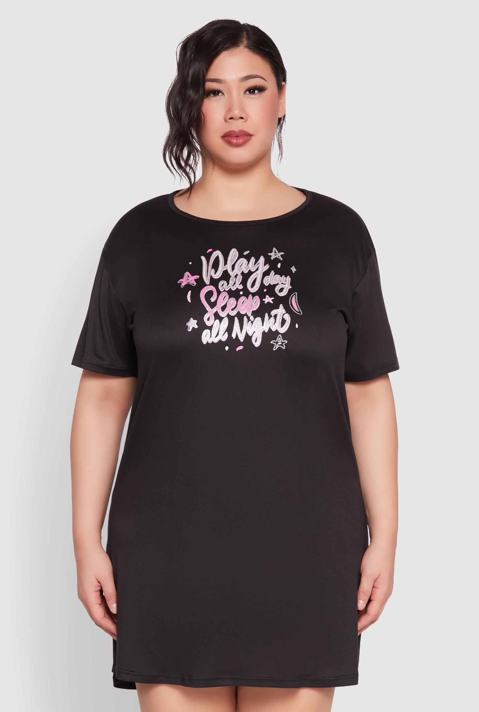 Womens Plus Size Play All Day Sleep All Night Nightgown Product Image