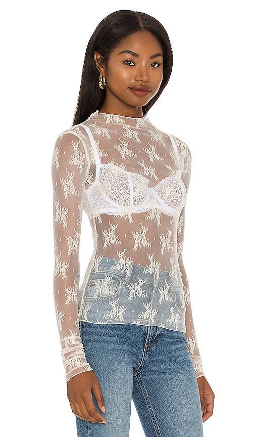Free People Lady Lux Jacquard Sheer Mock Neck Long Sleeve Layering Top Product Image