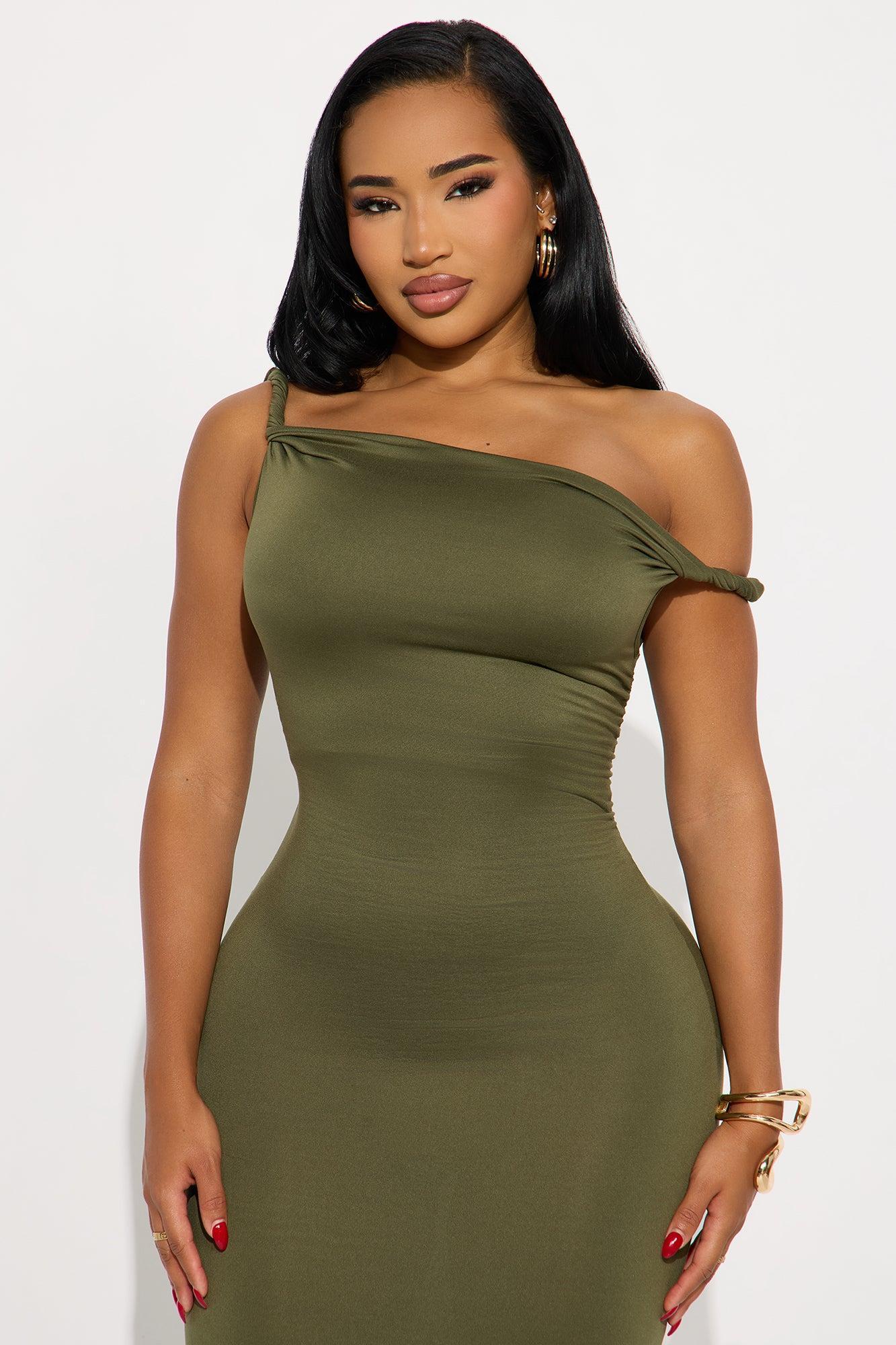 Cassie Off Shoulder Maxi Dress - Olive Product Image