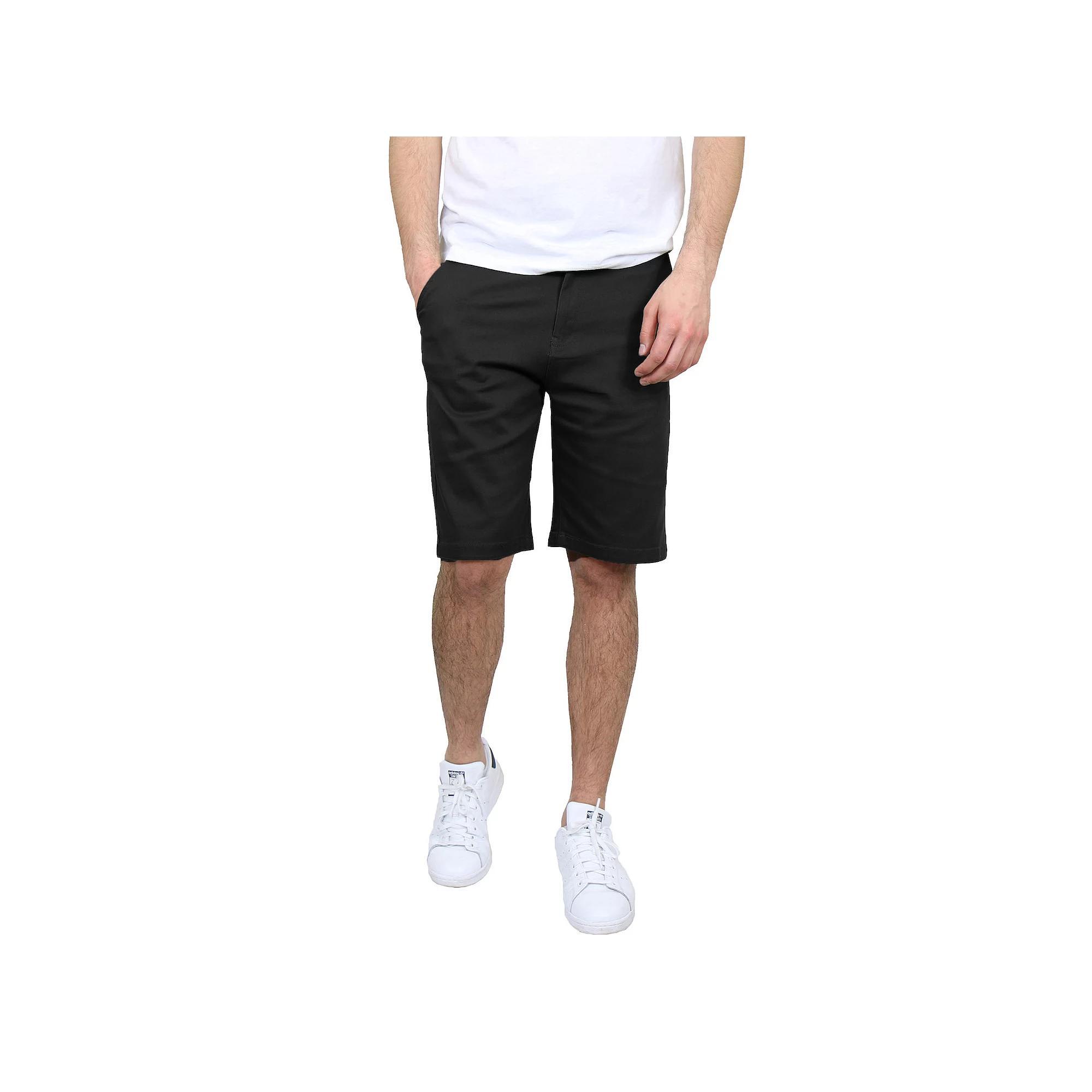 Men's Galaxy by Harvic 10.5" 5-Pocket Flat-Front Slim-Fit Stretch Chino Shorts, Size: 40, Black Product Image