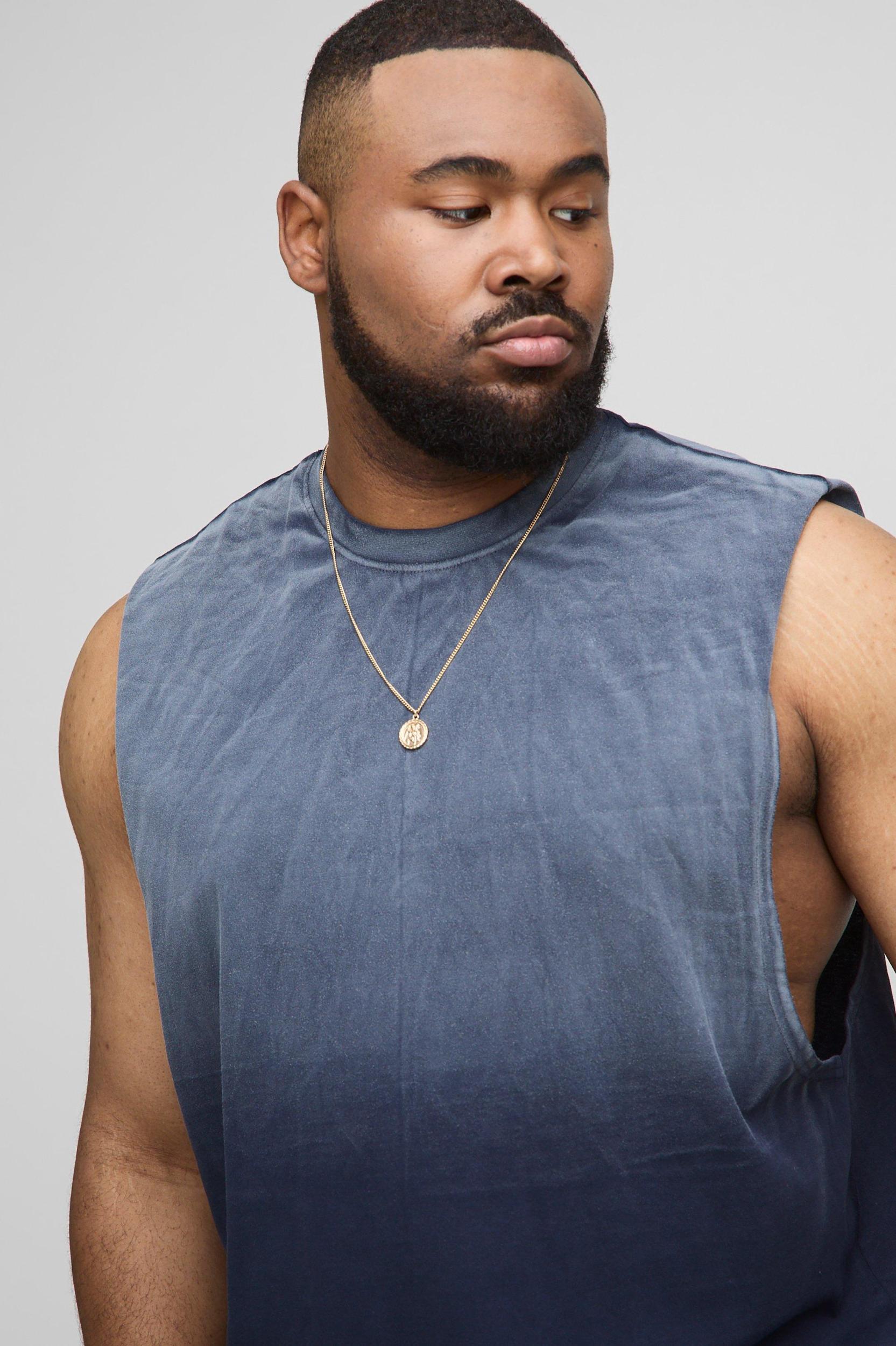 Plus Regular Fit Drop Armhole Spray Wash Tank | boohooMAN USA Product Image