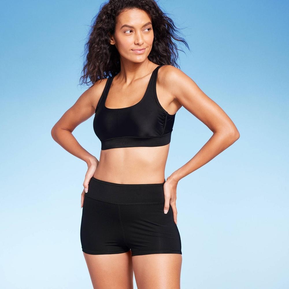 Womens Tummy Control High Waist Swim Shorts - Kona Sol Black Product Image