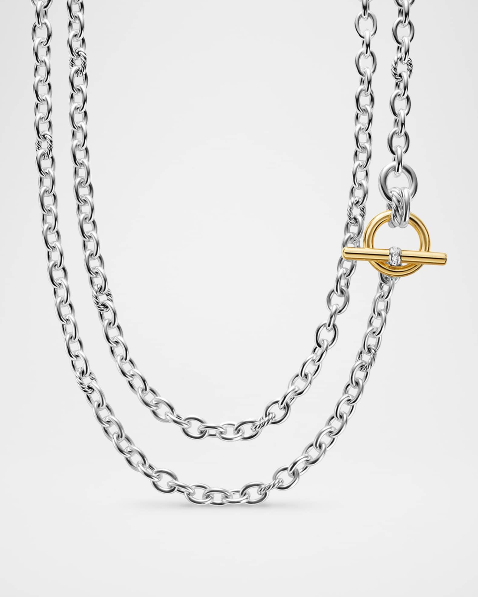 Mercer Double Row Toggle Necklace with Diamonds in Silver and 18K Gold, 5mm Product Image