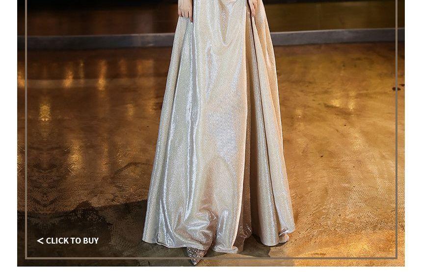 Off Shoulder Glitter A-Line Cocktail Dress / Evening Gown Product Image