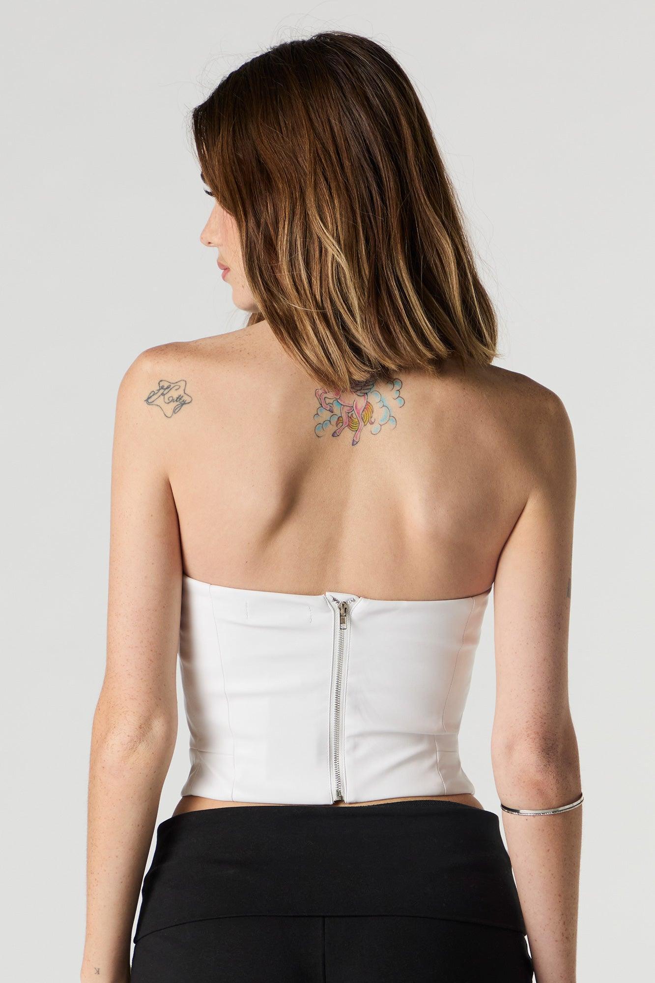 Faux Leather Strapless Corset Top Female Product Image