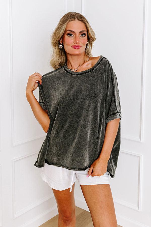Effortless Vibes Mineral Wash Oversized Tee in Vintage Black Product Image