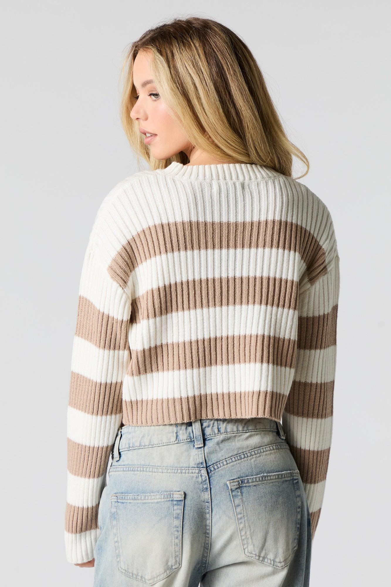 Striped Ribbed Knit Sweater Female Product Image