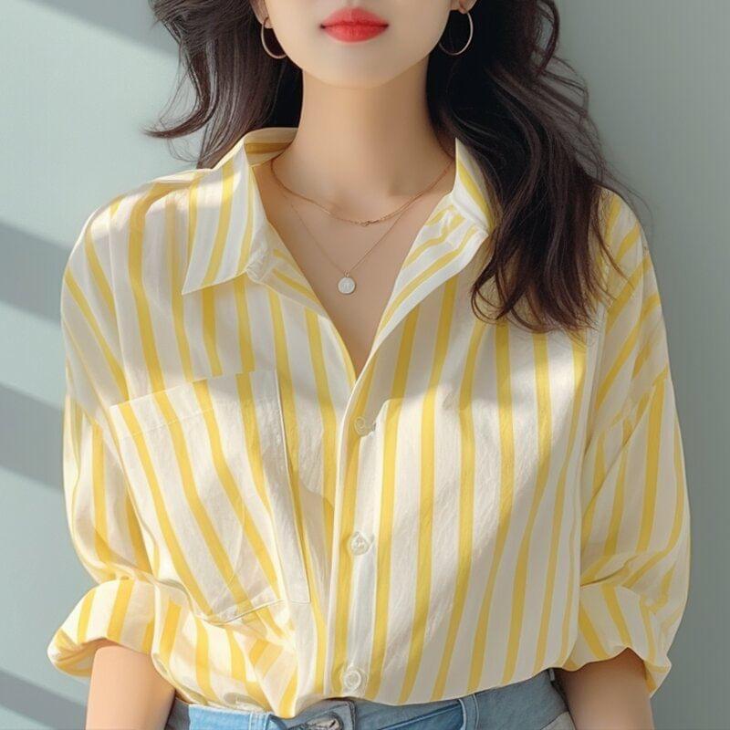 Short-Sleeve Striped Button-Up Shirt Product Image