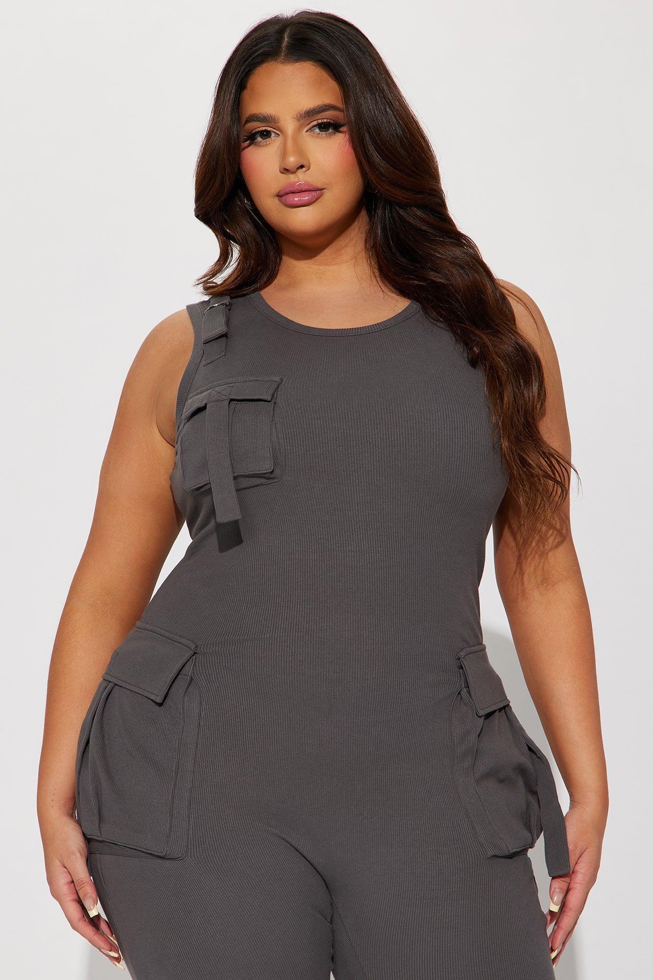 Maddix Ribbed Jumpsuit - Charcoal Product Image