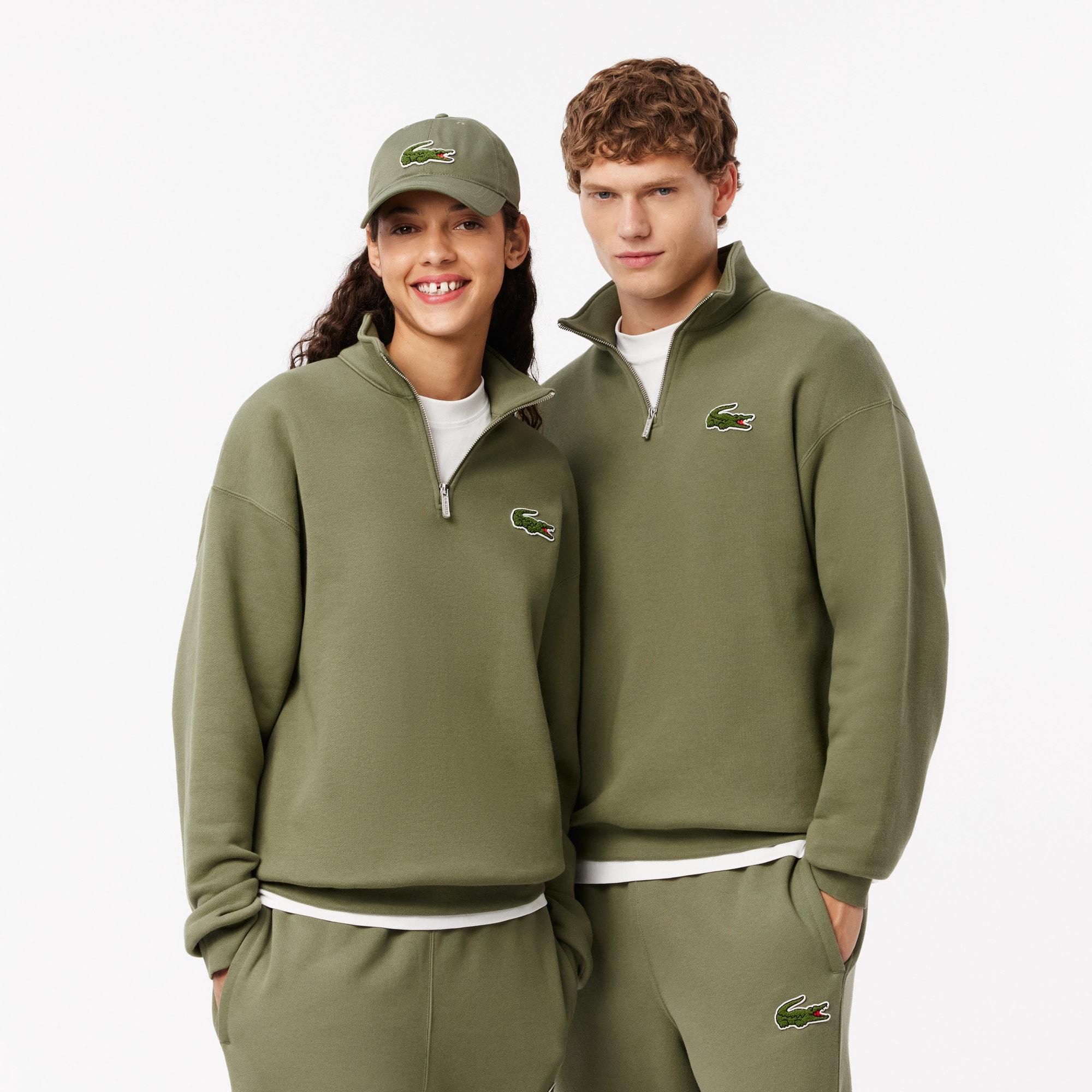 Unisex Loose Fit Badge Accent Half-Zip Sweatshirt Product Image