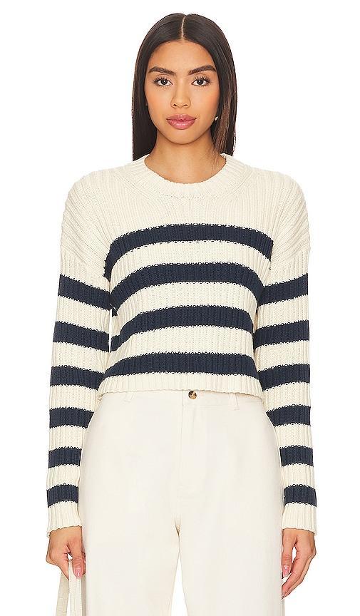 Striped Ribbed Cropped Sweater Denimist Product Image