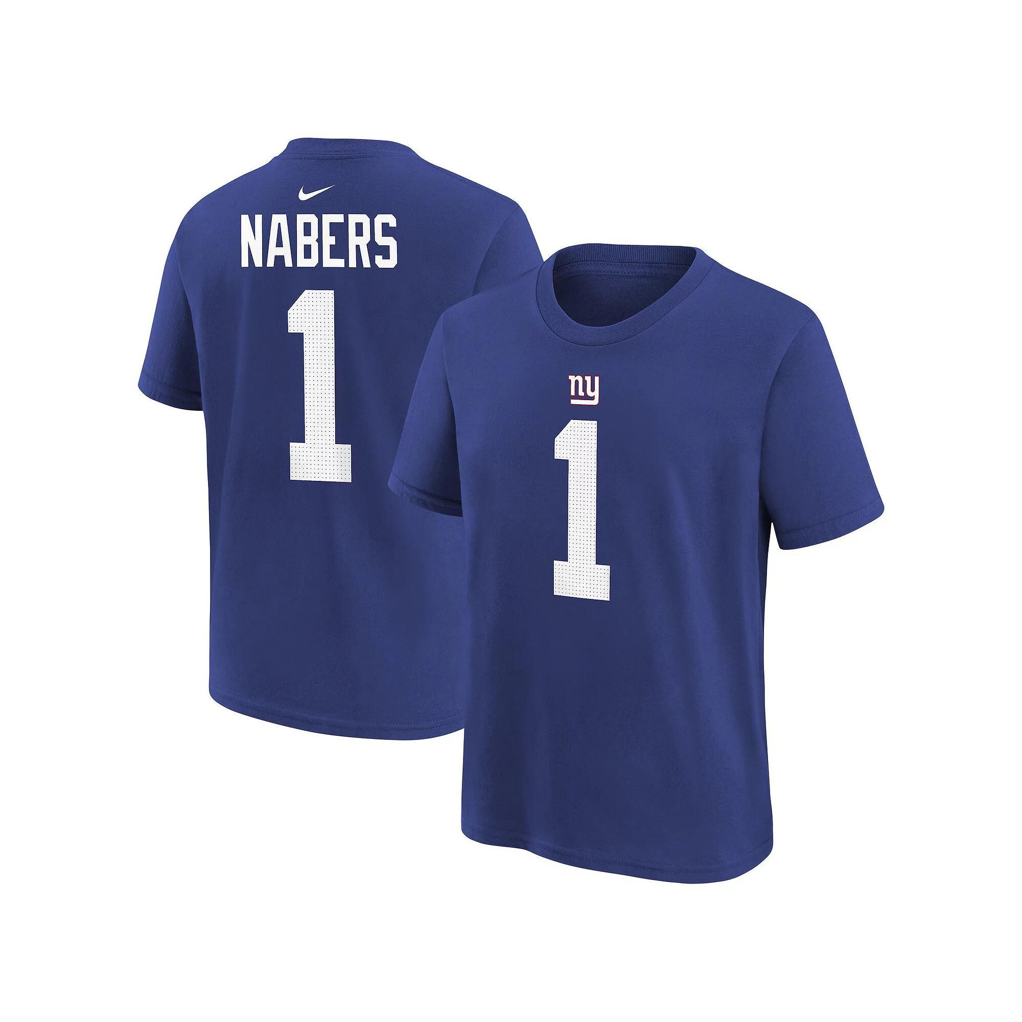 Men's Nike Malik Nabers Royal New York Giants Player Name & Number T-Shirt, Boy's, Size: YTH Small, Blue Product Image