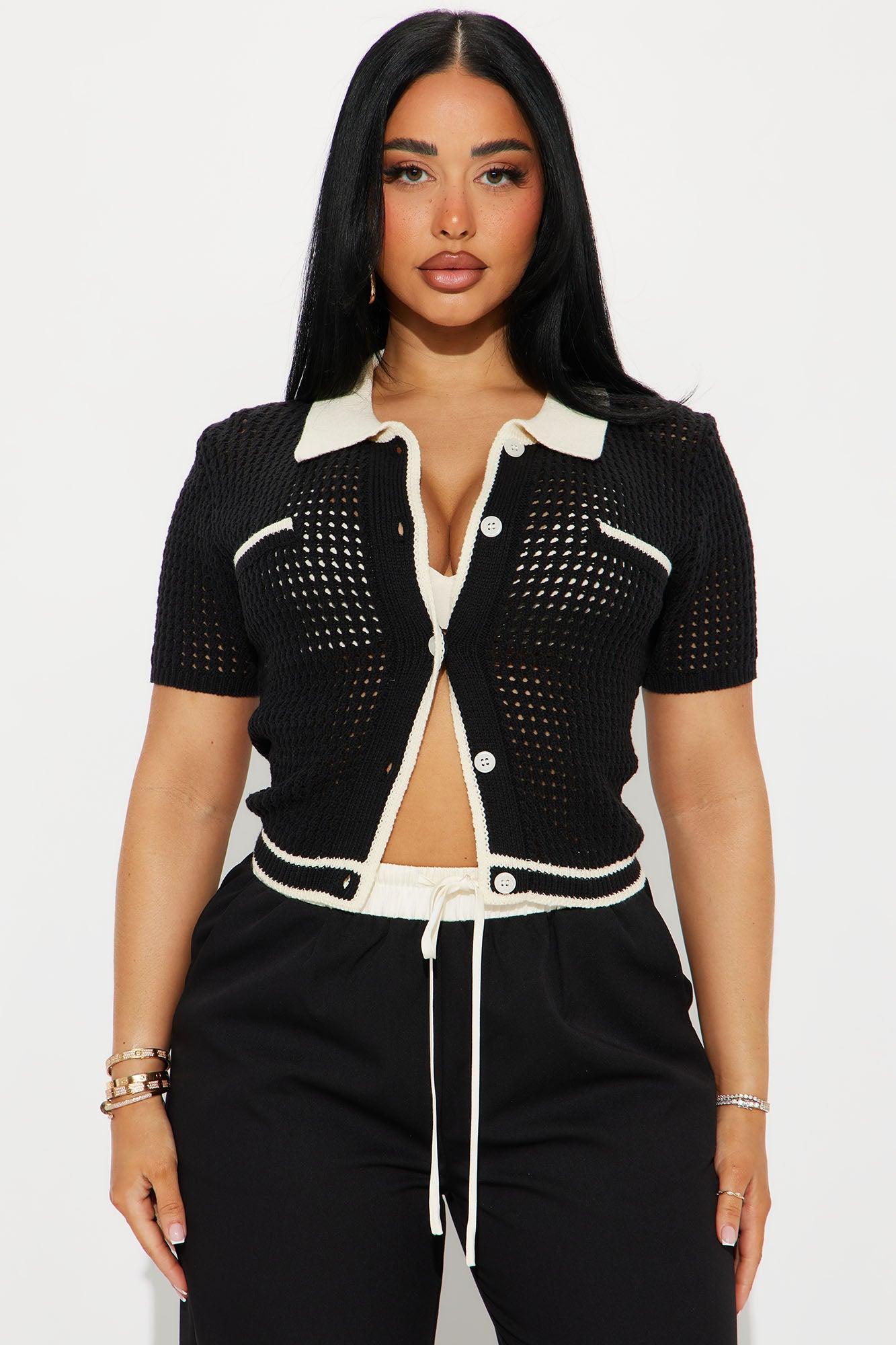Wind In My Hair Crochet Shirt - Black/combo Product Image