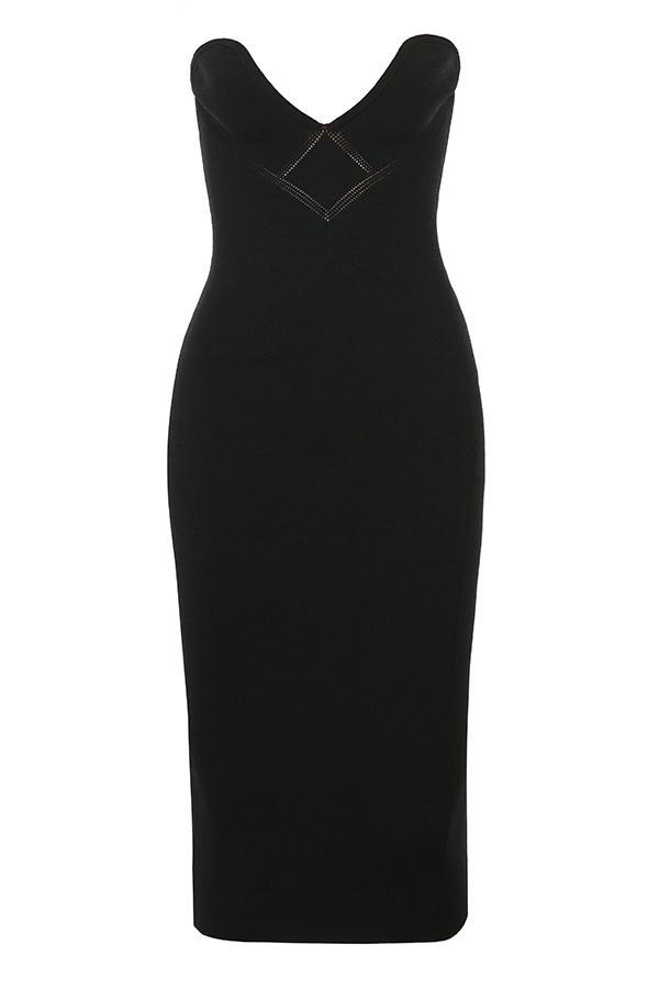 Magdalena  black strapless knit midi dress - sale Product Image