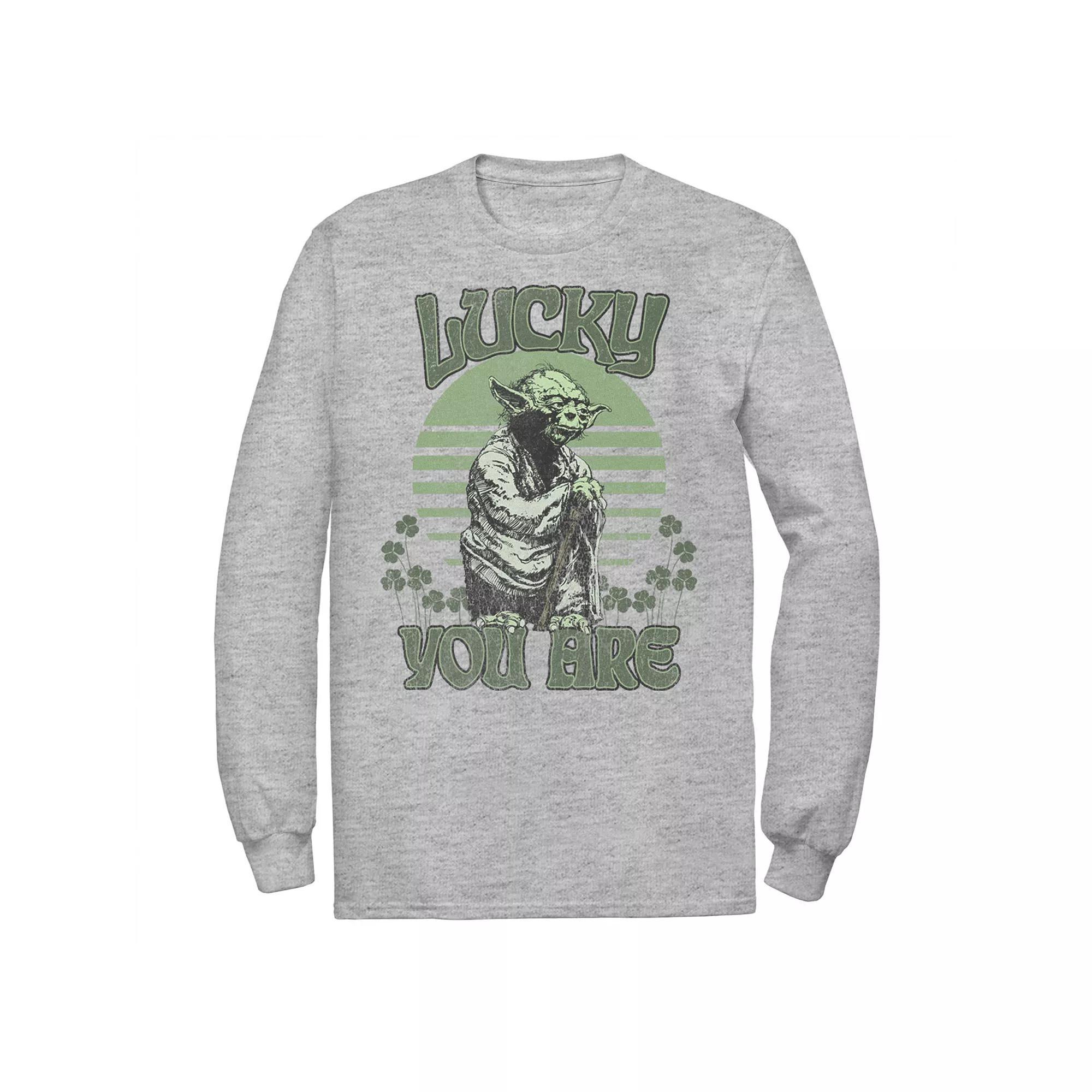 Men's Star Wars Yoda "Lucky You Are" Retro St. Patrick's Day Tee, Size: XXL, Athletic Grey Product Image