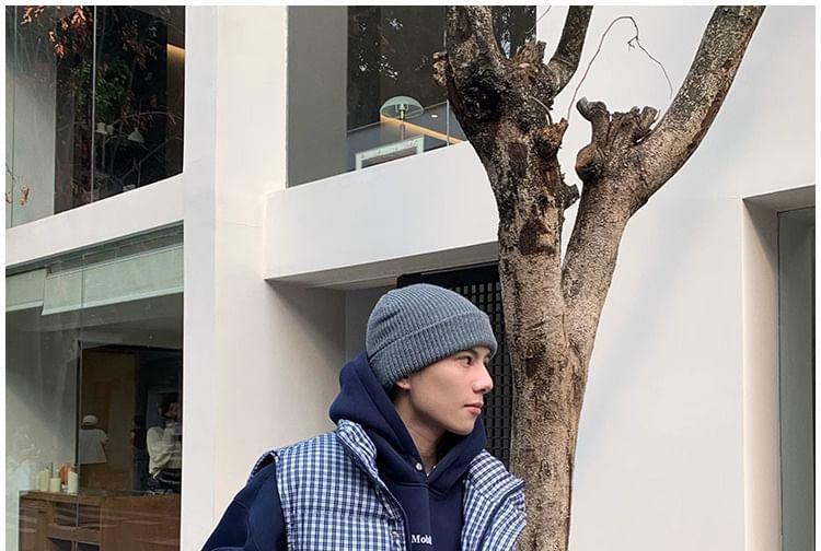 Plaid Zip Puffer Vest Product Image