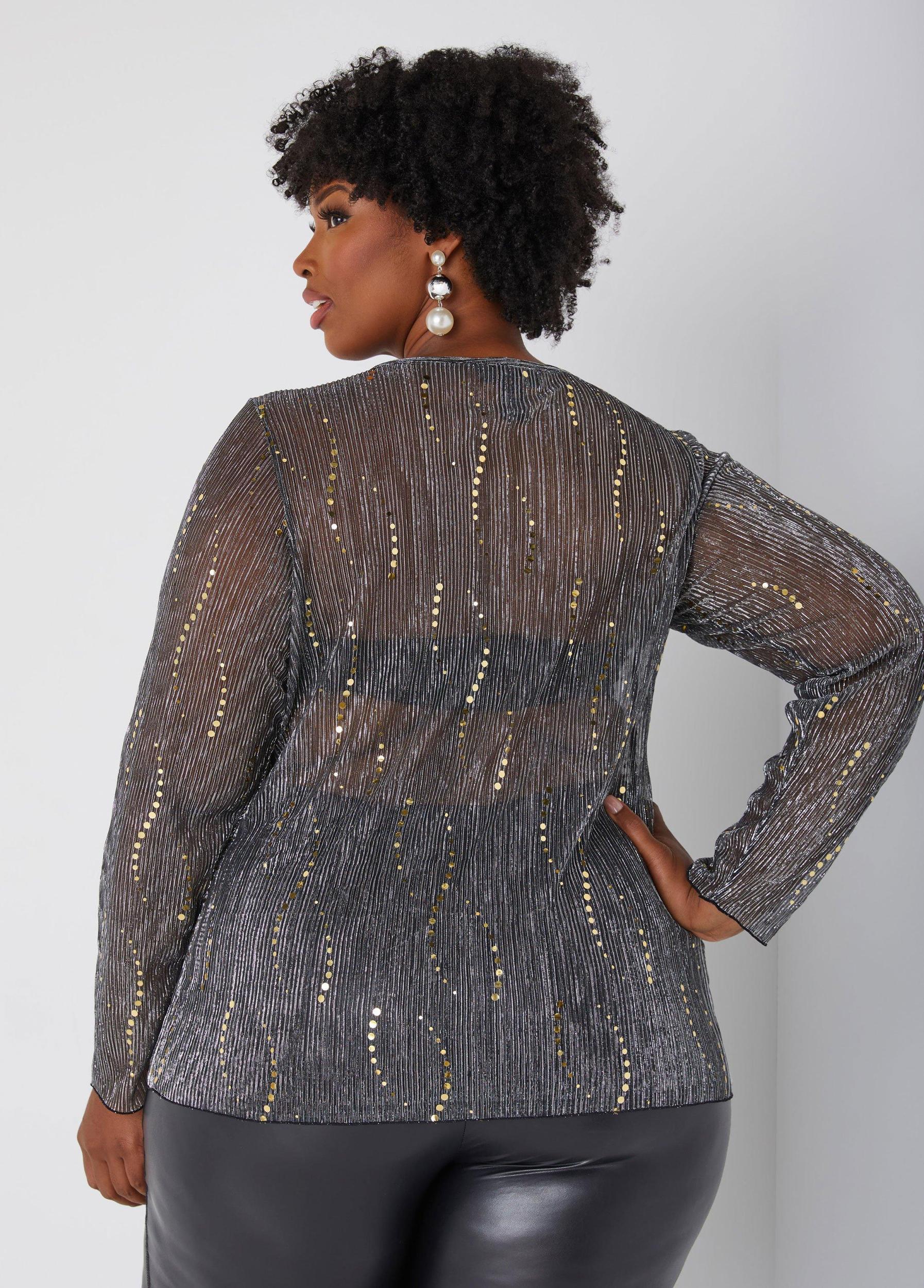 Sequined Metallic Mesh Top Product Image