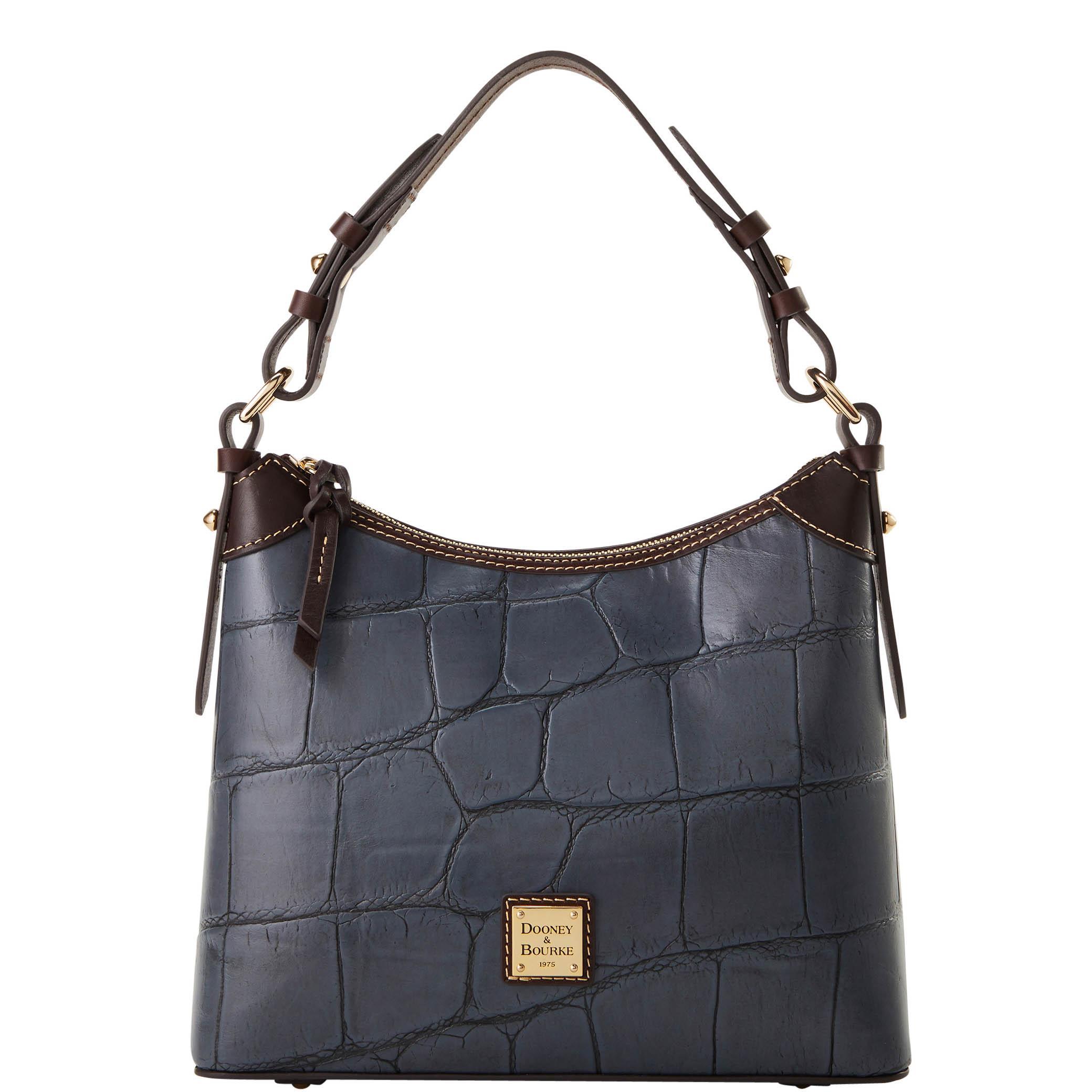 Dooney & Bourke Womens Denison Small Hobo Leather Crossbody Bag in Steel Blue Product Image