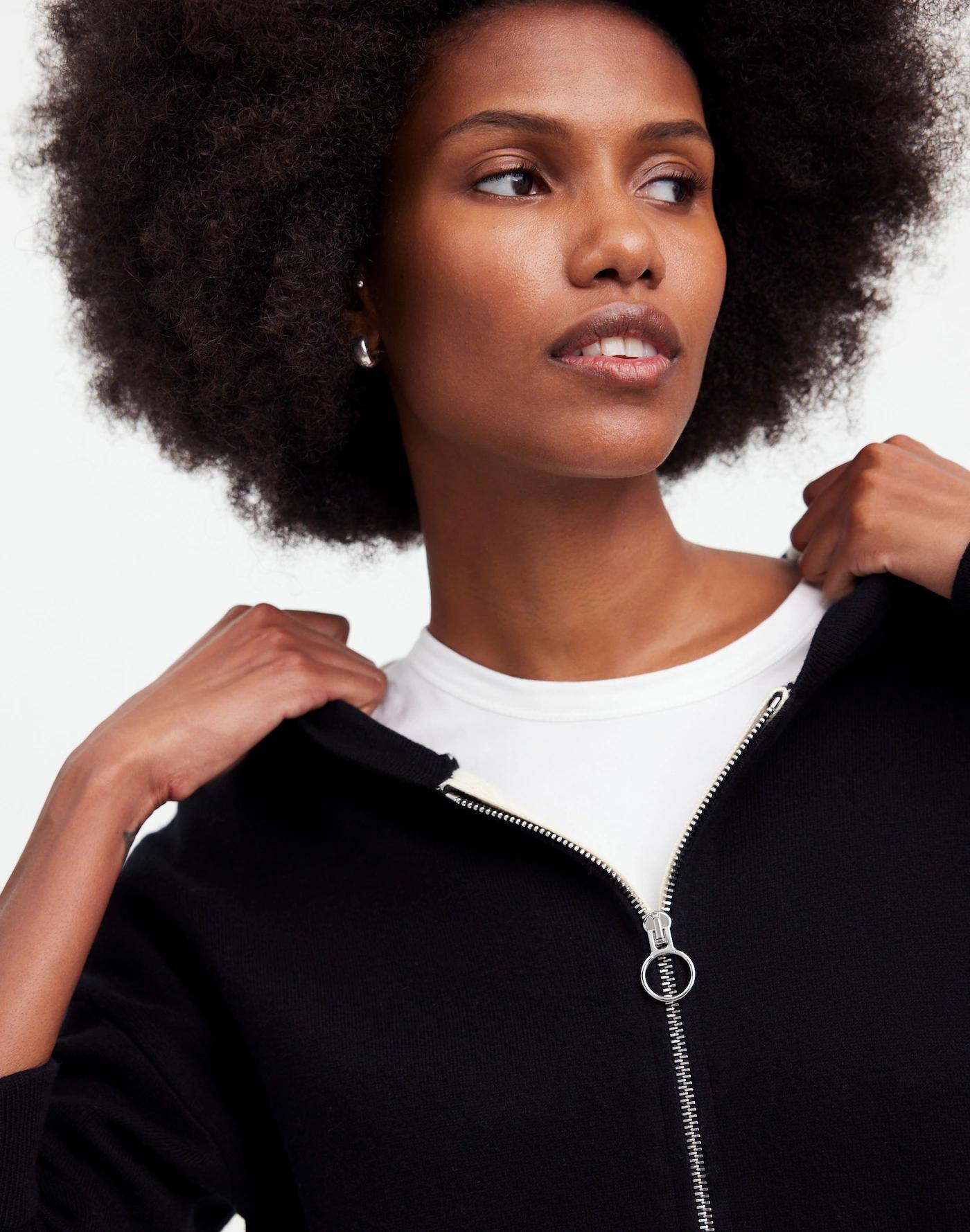 Double-Face Cotton-Blend Sweater Hoodie Product Image