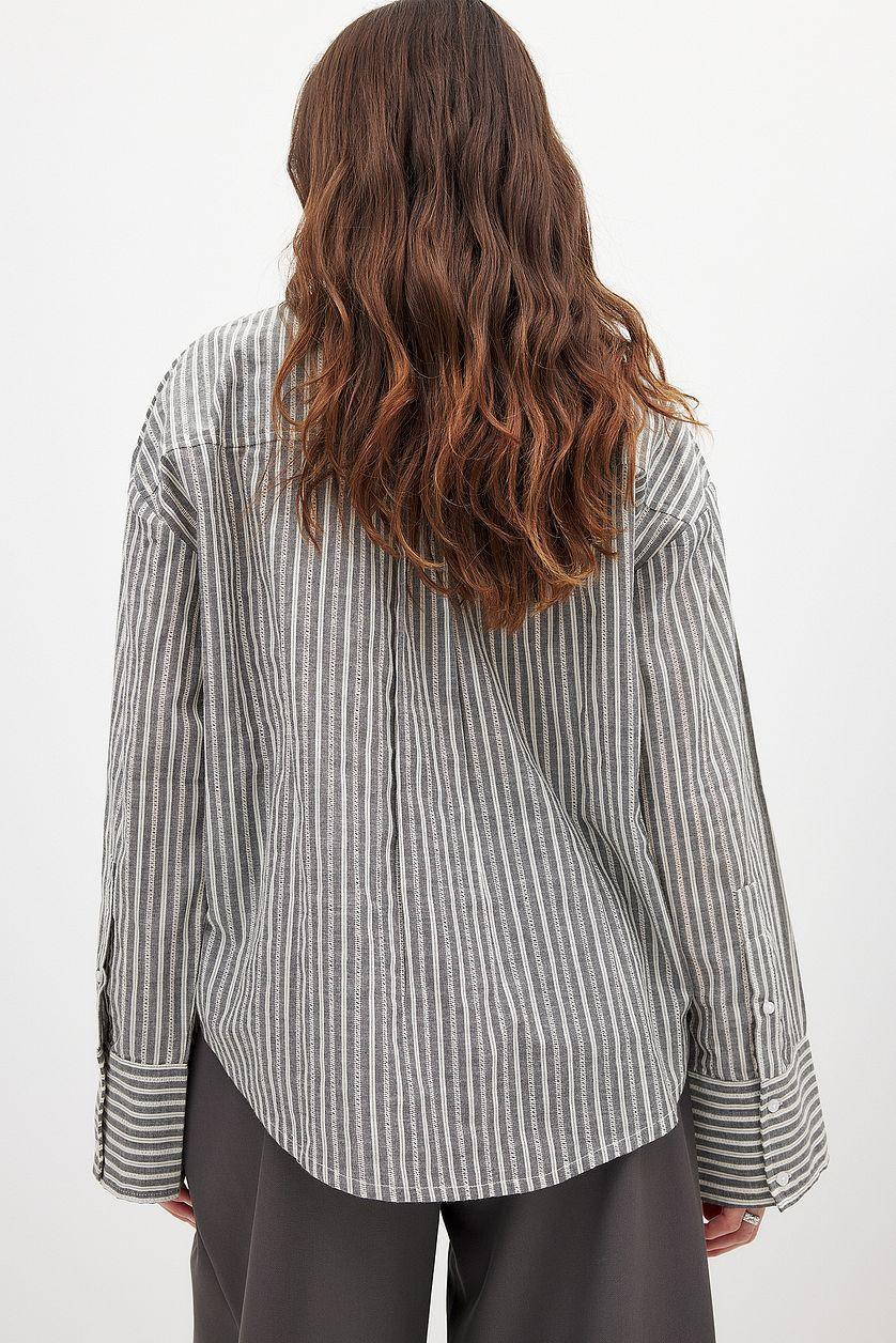 Crochet Insert Stripe Shirt Product Image