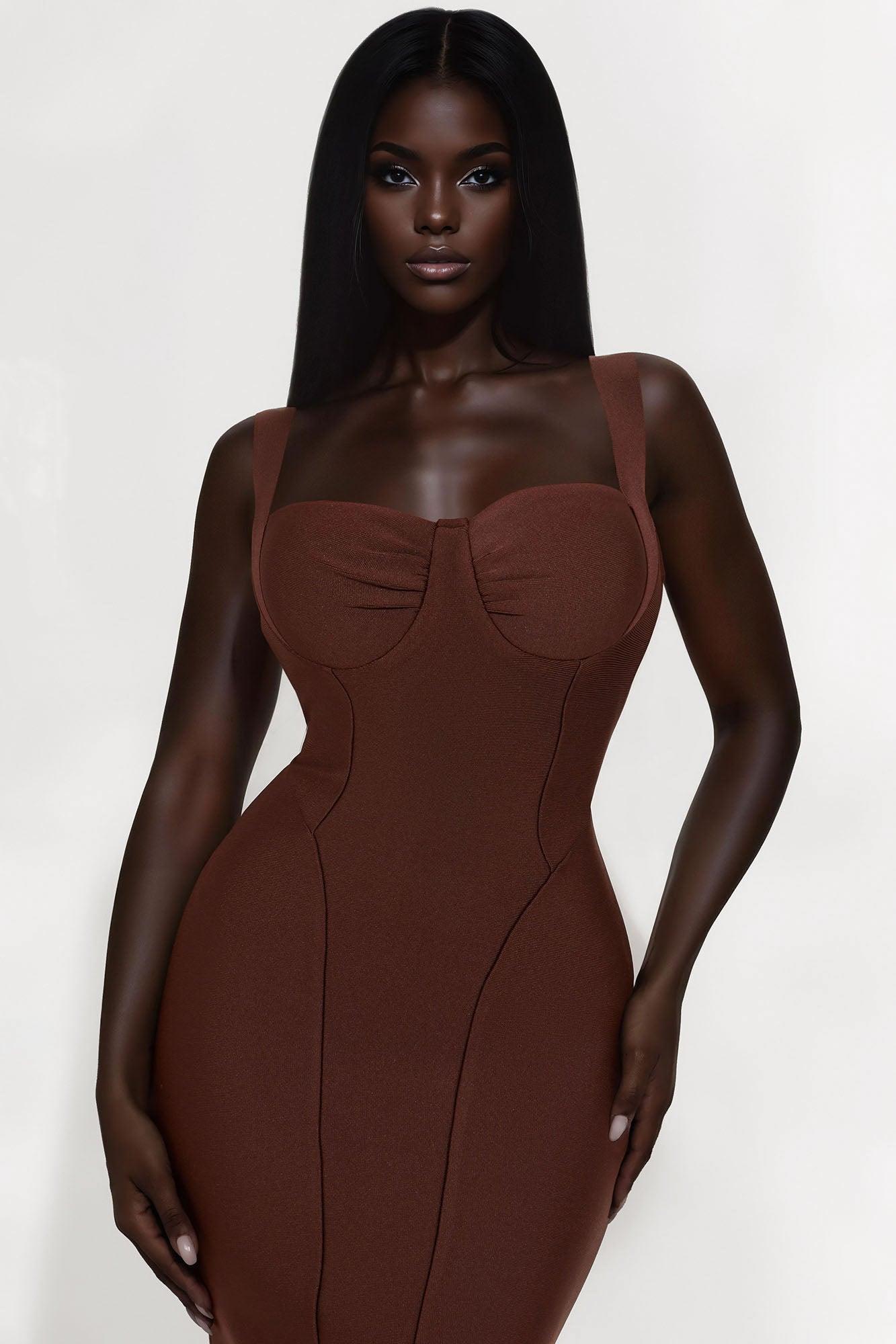 Cierra Bandage Midi Dress - Chocolate Product Image