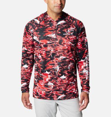 Men's Columbia  Black Georgia Bulldogs PFG Terminal Tackle Omni-Shade Rippled Long Sleeve Hooded T-Shirt, Size: XL Product Image