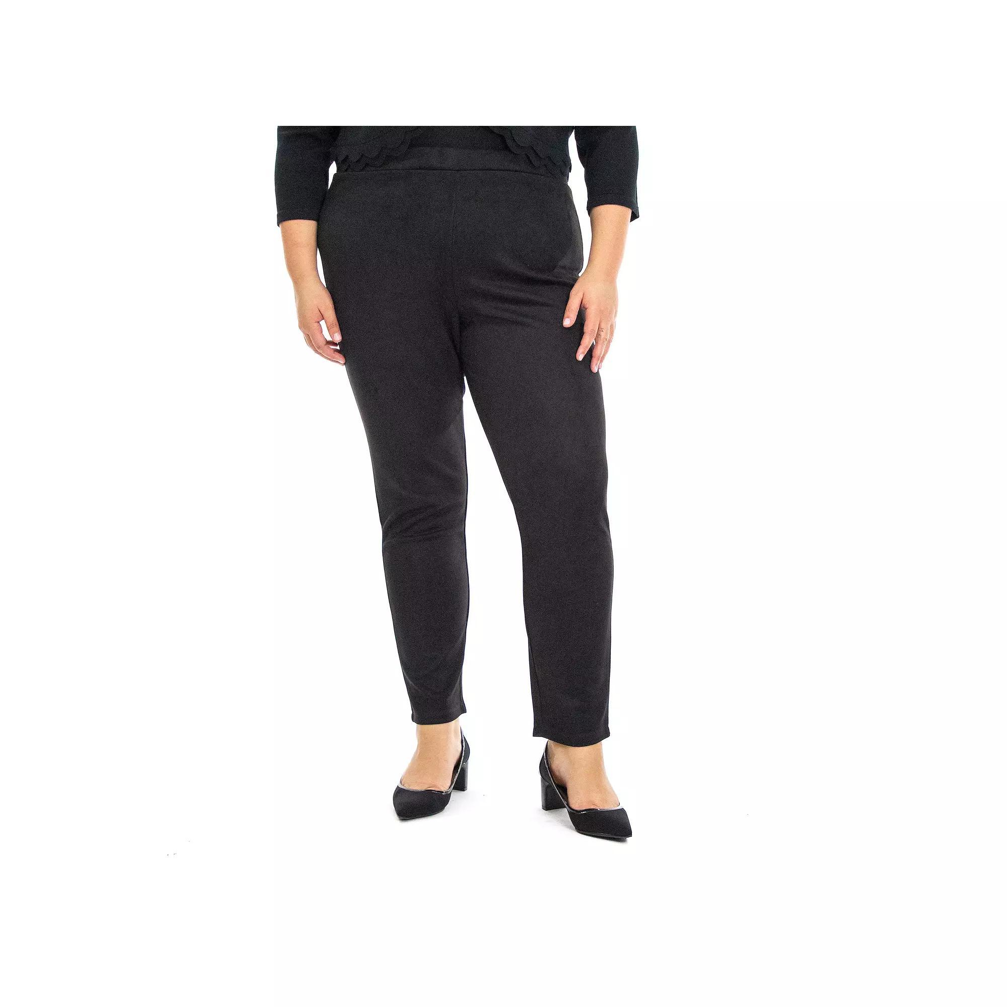 Plus Size Nina Leonard Scuba Faux-Suede Pants, Women's, Size: 1XL, Black Product Image