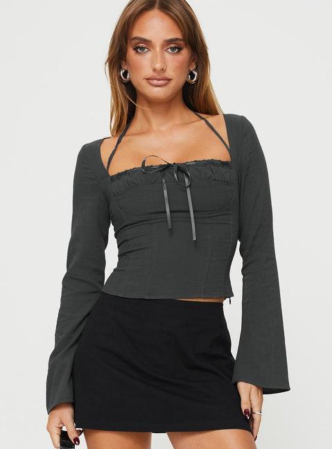 Trynia Long Sleeve Top Grey Product Image