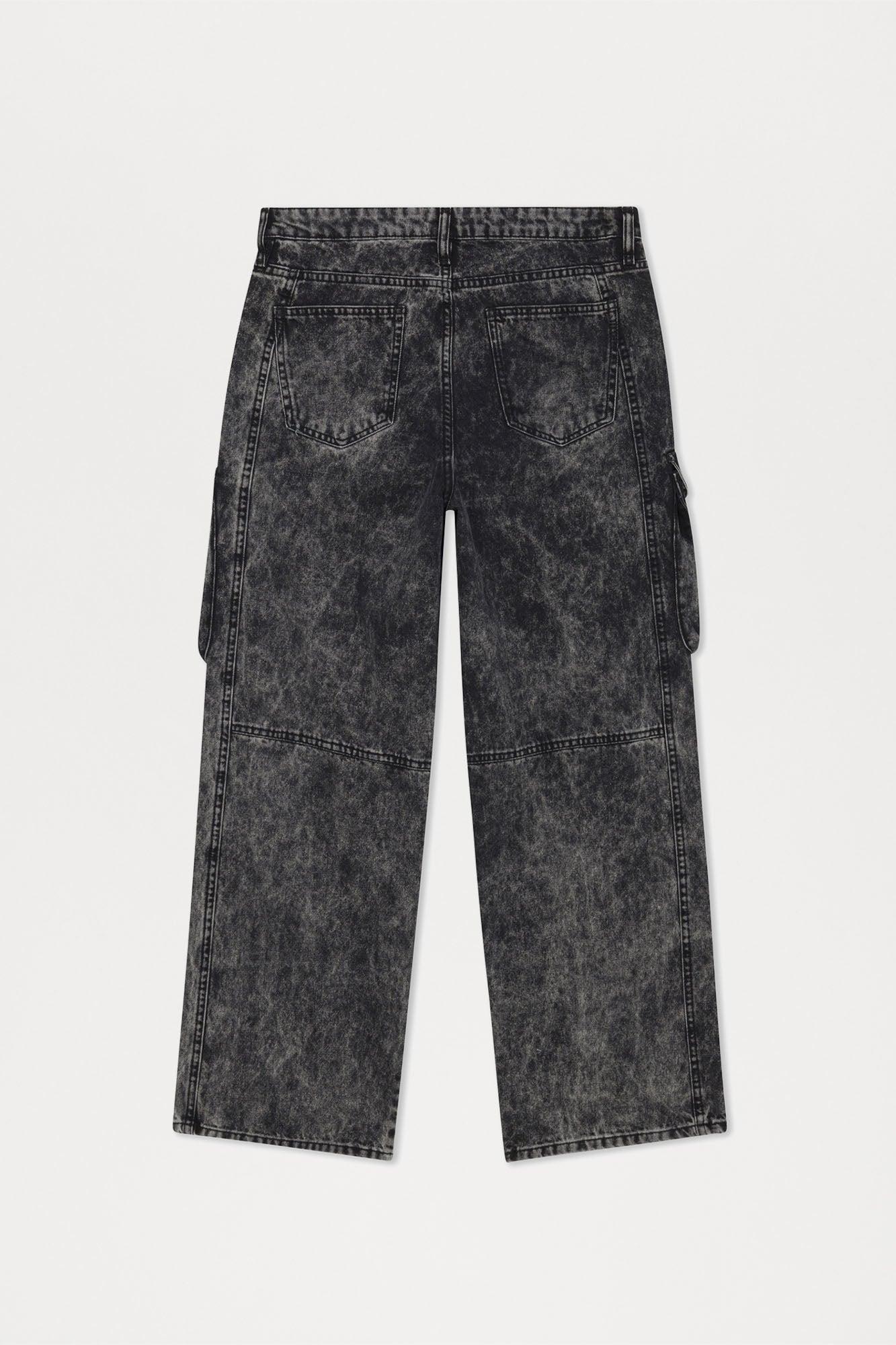 Baggy Clover Cargo Jeans - Black Product Image
